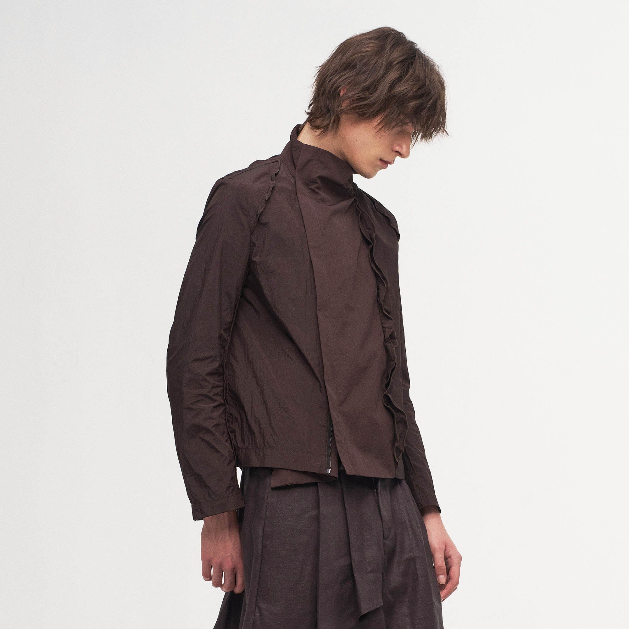 ILNya Nieternite Nifutur Ruffled Spliced High-Neck Jacket, premium urban and streetwear designers apparel on PROJECTISR.com, ILNya Nieternite Nifutur