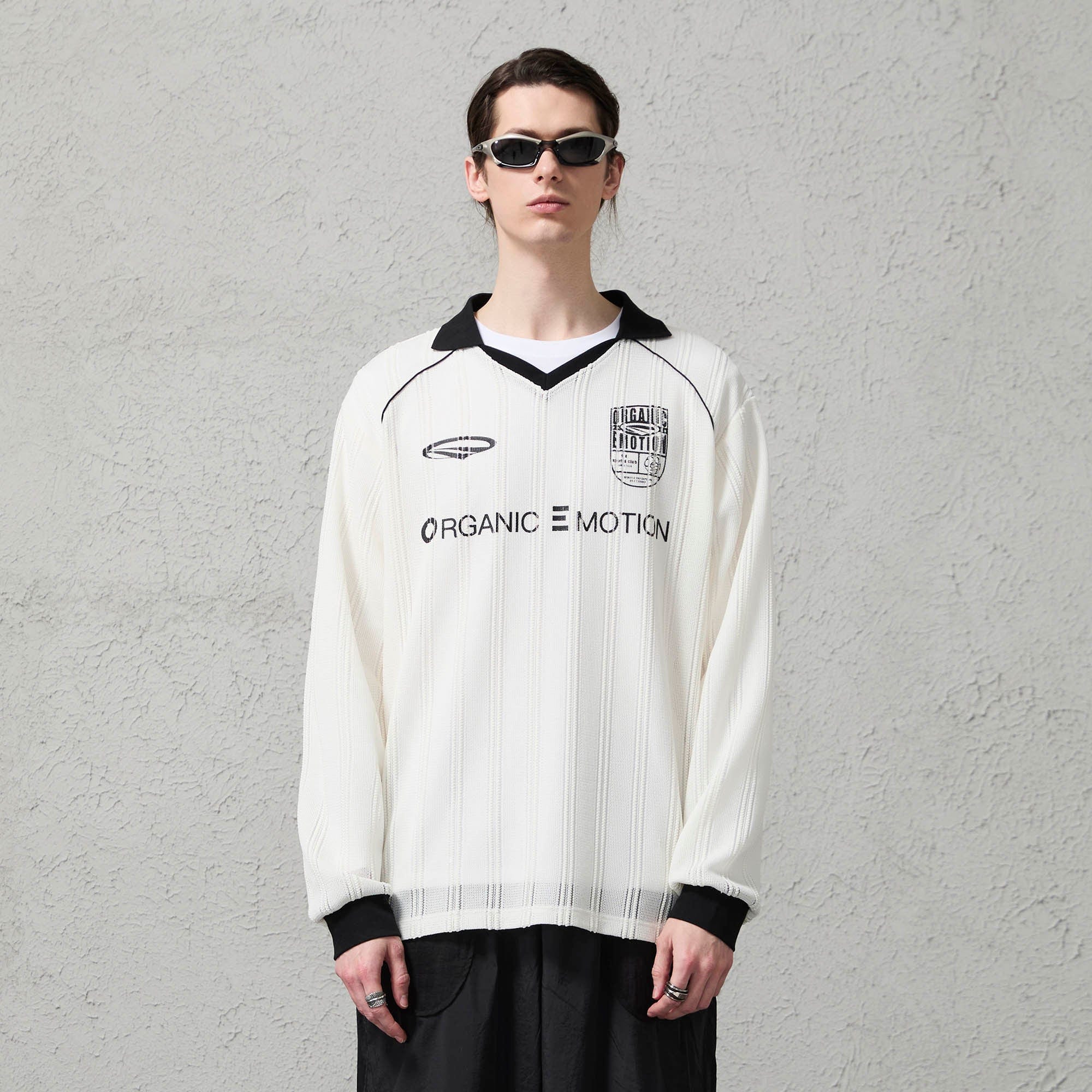ORGANIC EMOTION Retro Sheer Striped Knit Raglan Jersey, premium urban and streetwear designers apparel on PROJECTISR.com, ORGANIC EMOTION