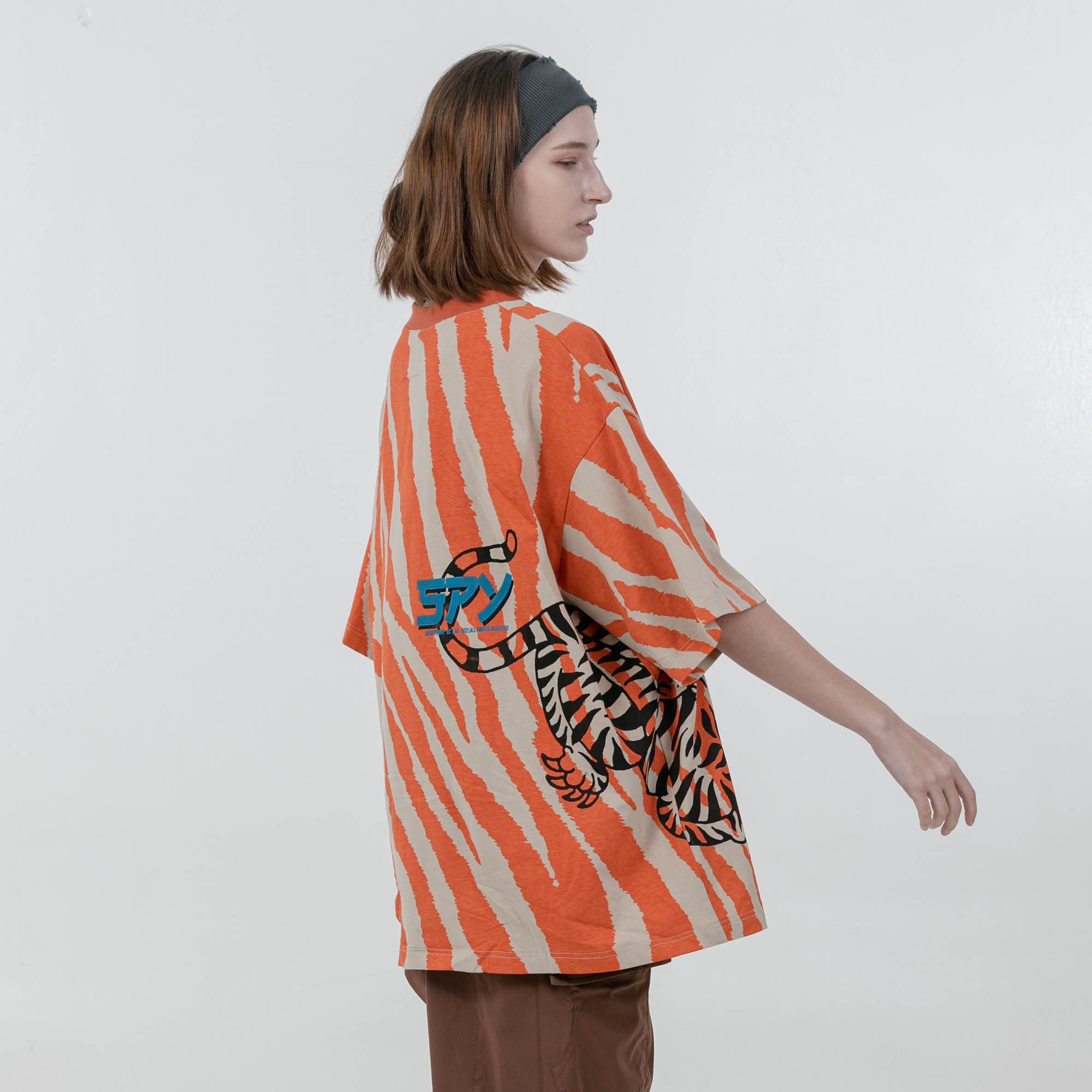 ERROR CODE ROBOT Tiger Stripe Oversized T-Shirt, premium urban and streetwear designers apparel on PROJECTISR.com, ERROR CODE ROBOT