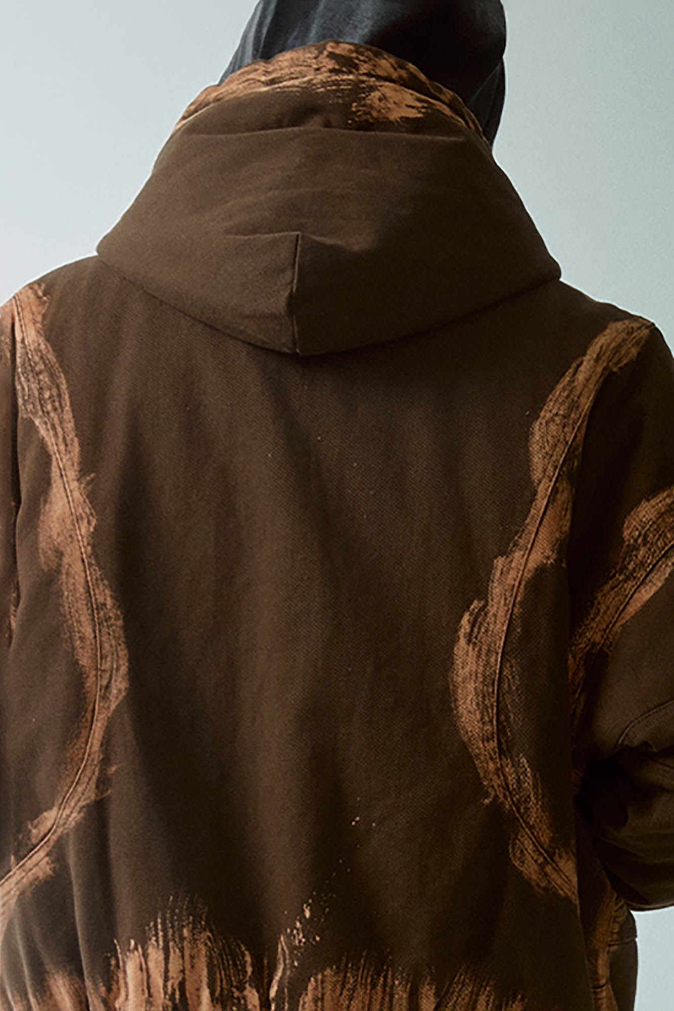F2CE Brushed Stitch Distressed Hooded Cotton-Padded Jacket, premium urban and streetwear designers apparel on PROJECTISR.com, F2CE