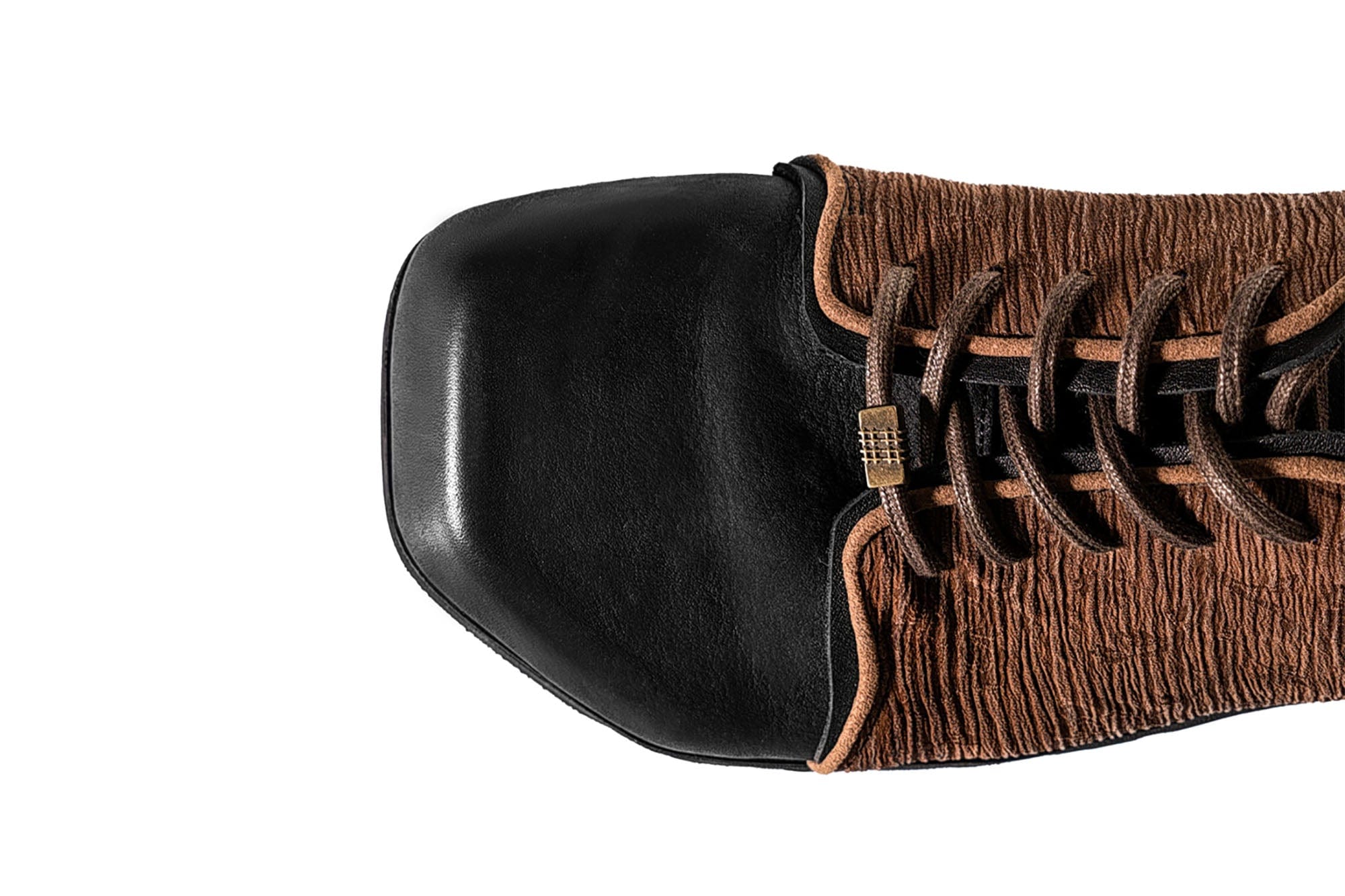 REWRITE Silk Panel Crinkled Square-Toe Derby Shoes, premium urban and streetwear designers apparel on PROJECTISR.com, REWRITE