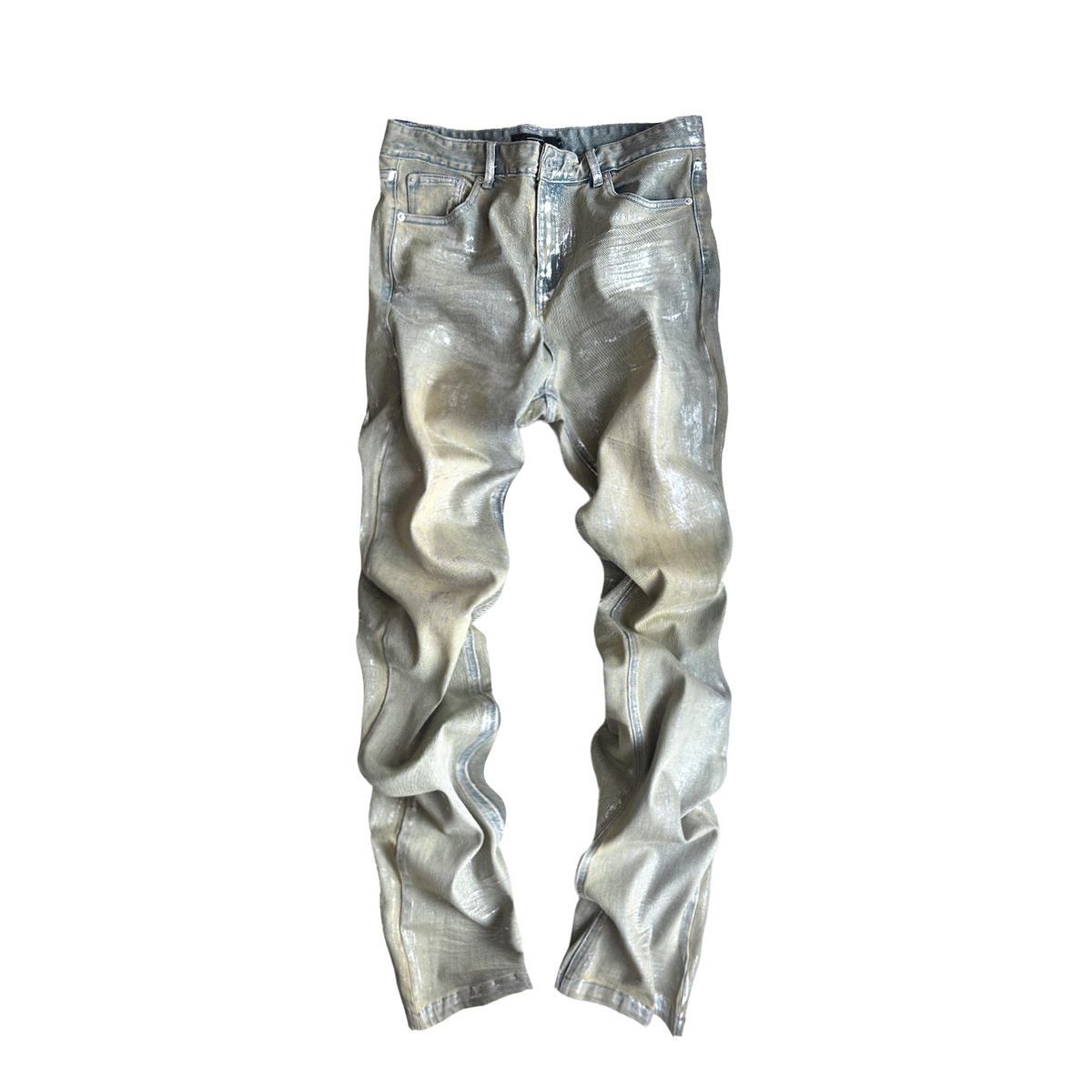 CINDER VEIN Crinkled Washed Whisker Straight-Leg Jeans