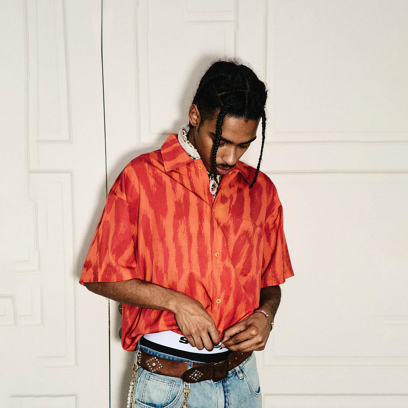 STEEPC Flaming Leopard Full-Print Half Shirt, premium urban and streetwear designers apparel on PROJECTISR.com, STEEPC