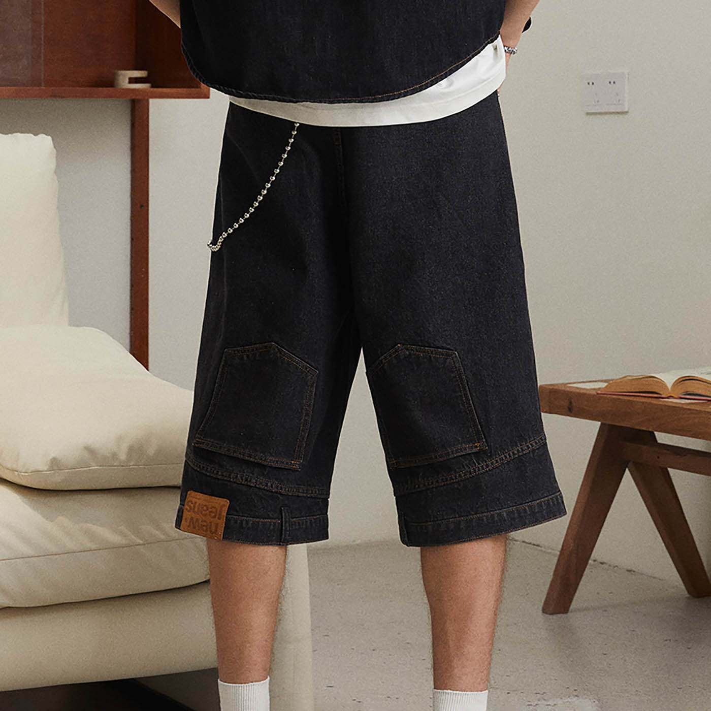 KREATE Inverted Denim Shorts, premium urban and streetwear designers apparel on PROJECTISR.com, KREATE