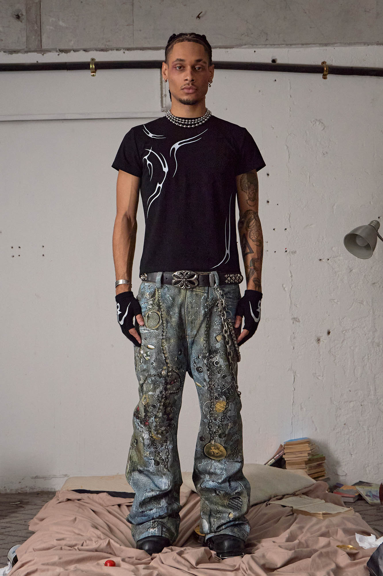 DND4DES Studded Rhinestone Carved Buckle Leather Belt, premium urban and streetwear designers apparel on PROJECTISR.com, DND4DES