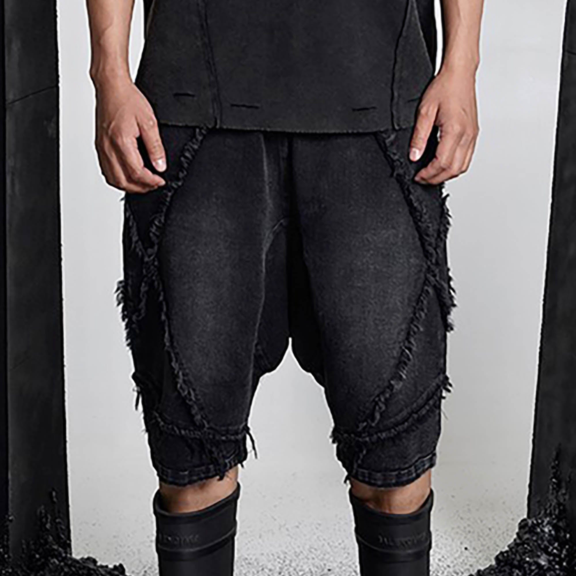 SSIN7 Washed Frayed Spliced Denim Shorts, premium urban and streetwear designers apparel on PROJECTISR.com, SSIN7