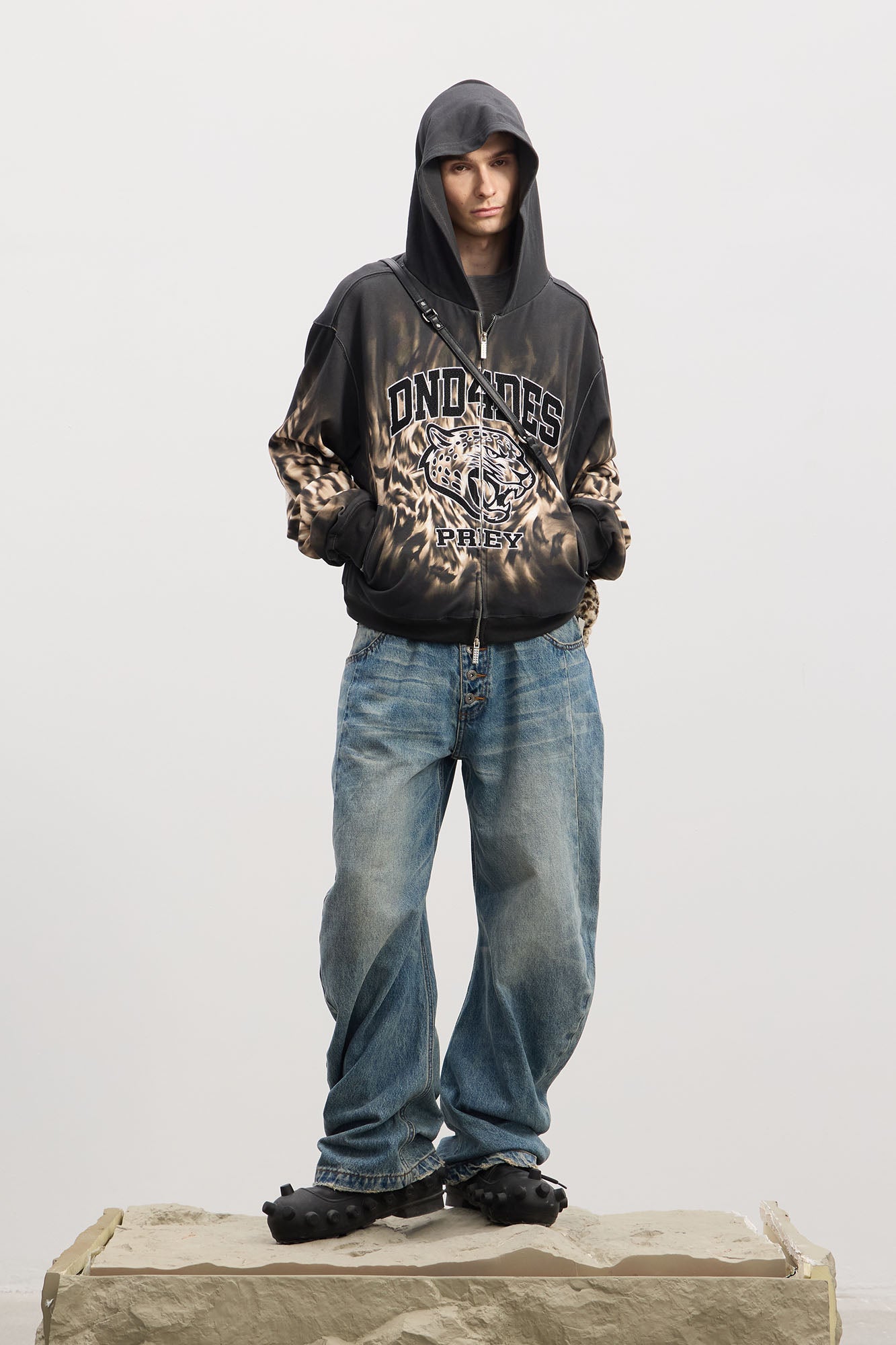 DND4DES Washed Button-Up Balloon-Leg Jeans, premium urban and streetwear designers apparel on PROJECTISR.com, DND4DES