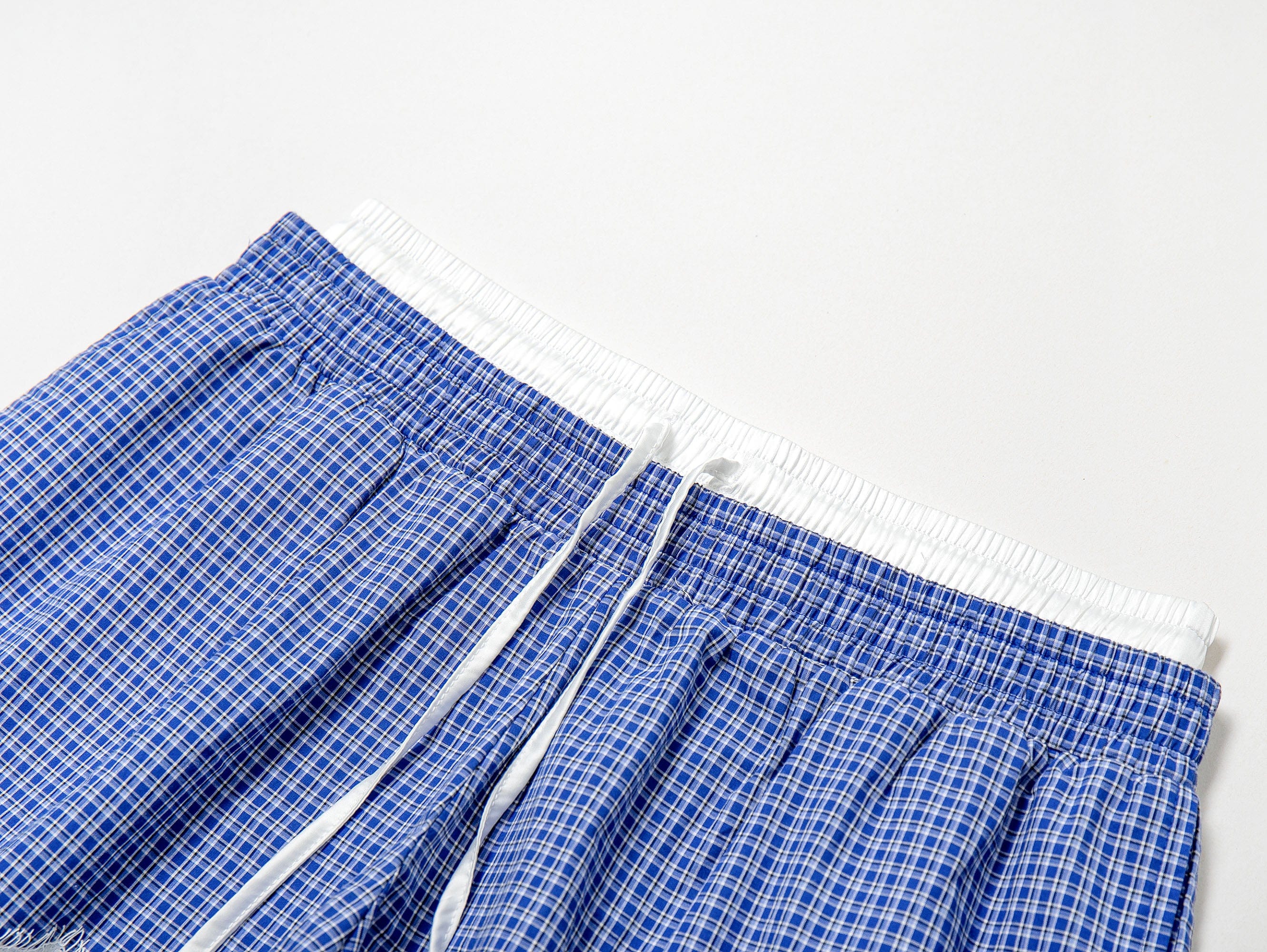 LEONSENSE Plaid Lace Trim Drawstring Shorts, premium urban and streetwear designers apparel on PROJECTISR.com, LEONSENSE