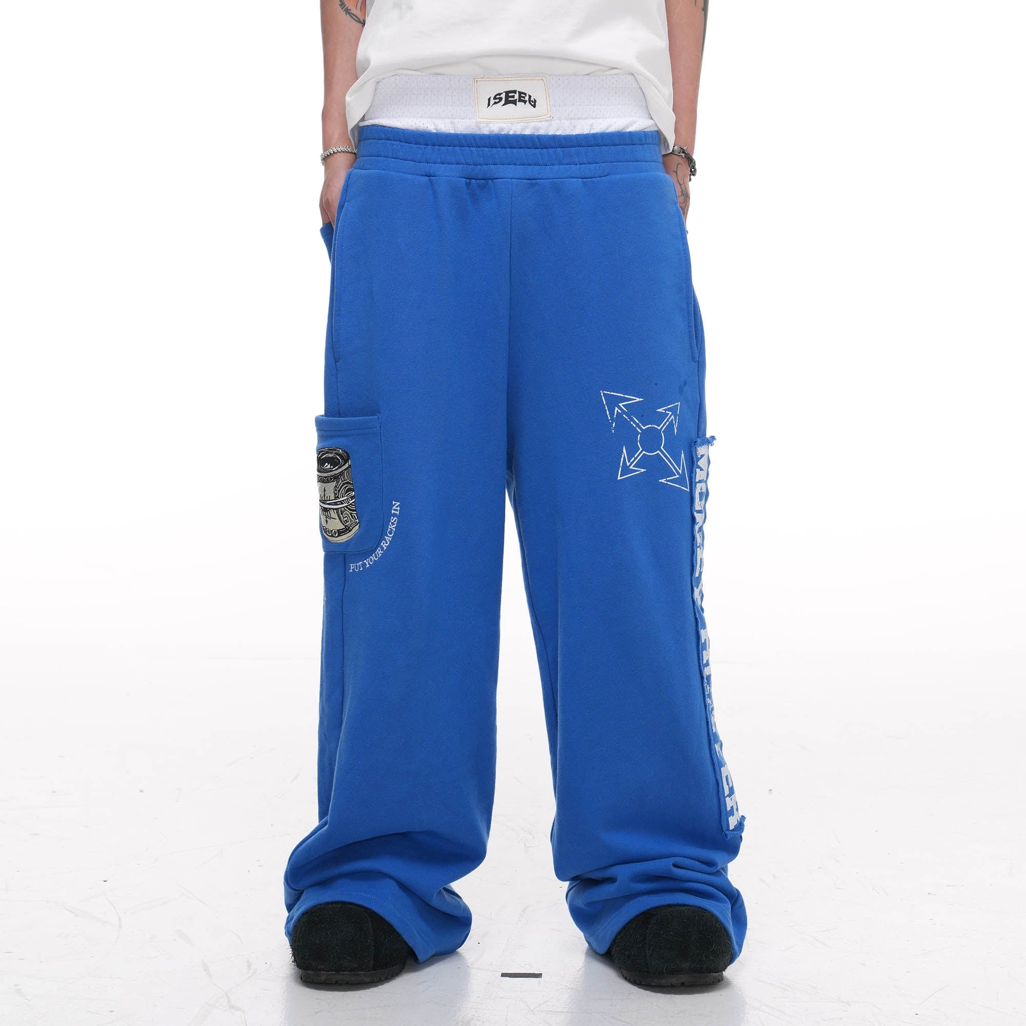 PHANTOMHUNTER Double-Waist Graphics Embroidered Baggy Sweatpants