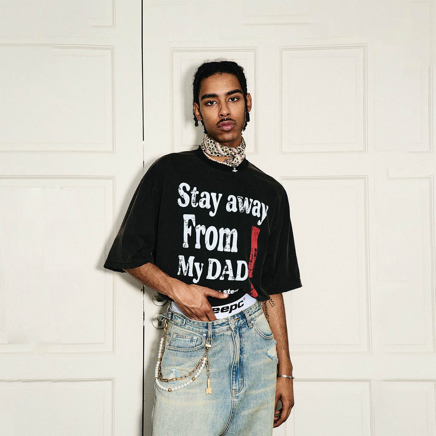 STEEPC Distressed Slogan Full-Print T-Shirt, premium urban and streetwear designers apparel on PROJECTISR.com, STEEPC