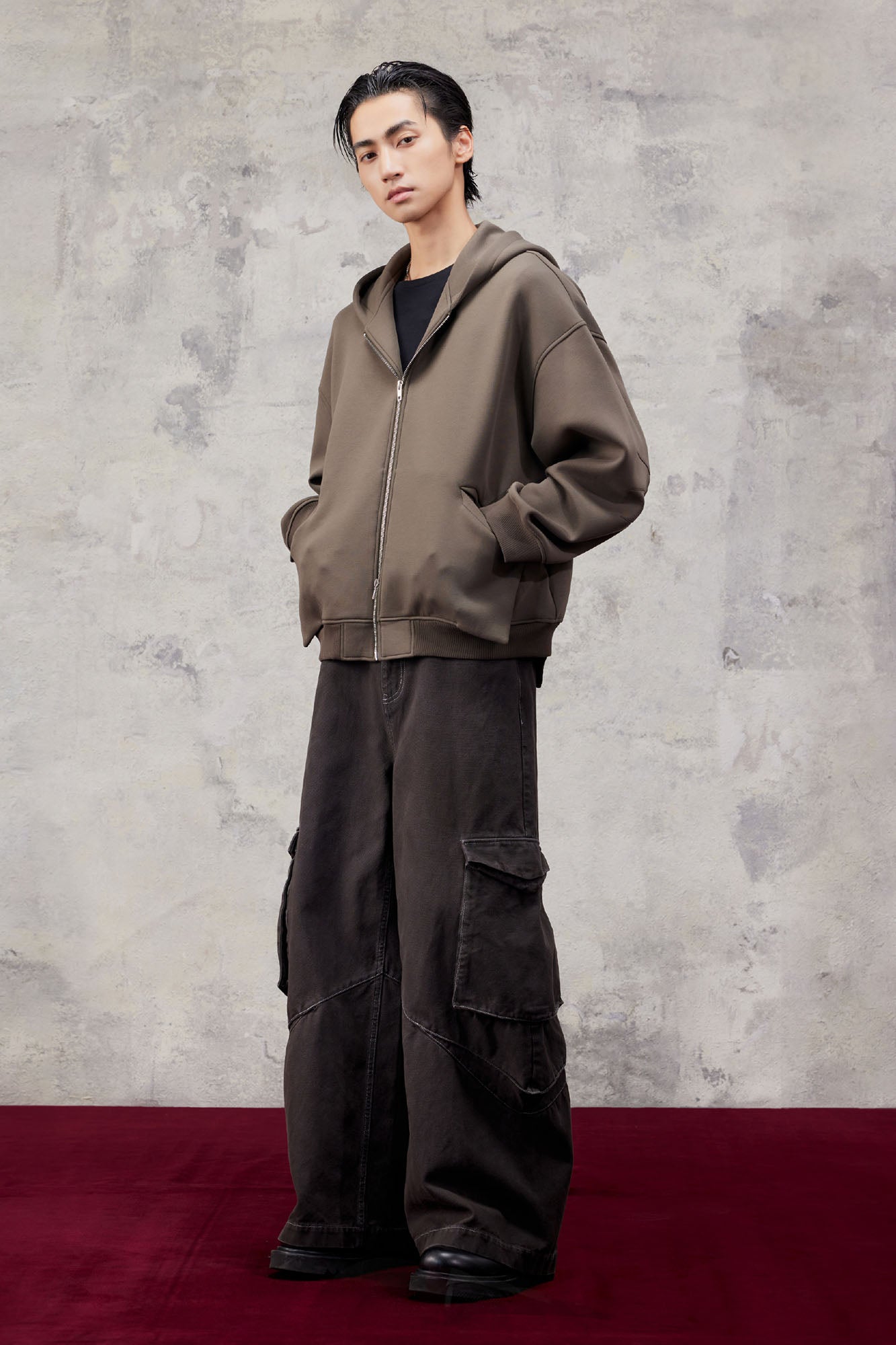 ALVNG AR ANTS Washed Big Pockets Wide-Leg Cargo Pants