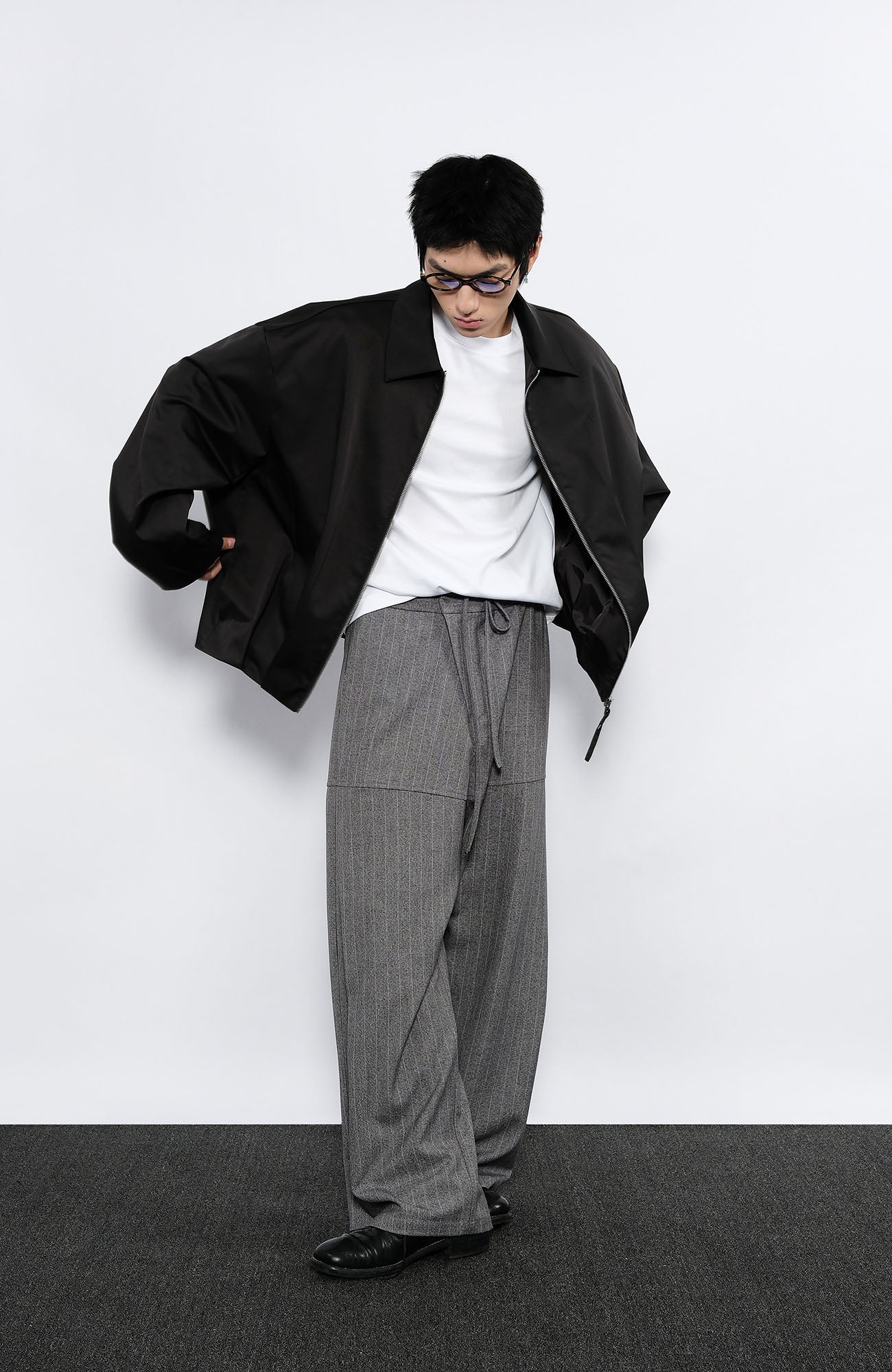 7440 37 1 Striped Drawstring Panel Wide-Leg Trousers, premium urban and streetwear designers apparel on PROJECTISR.com, 7440 37 1