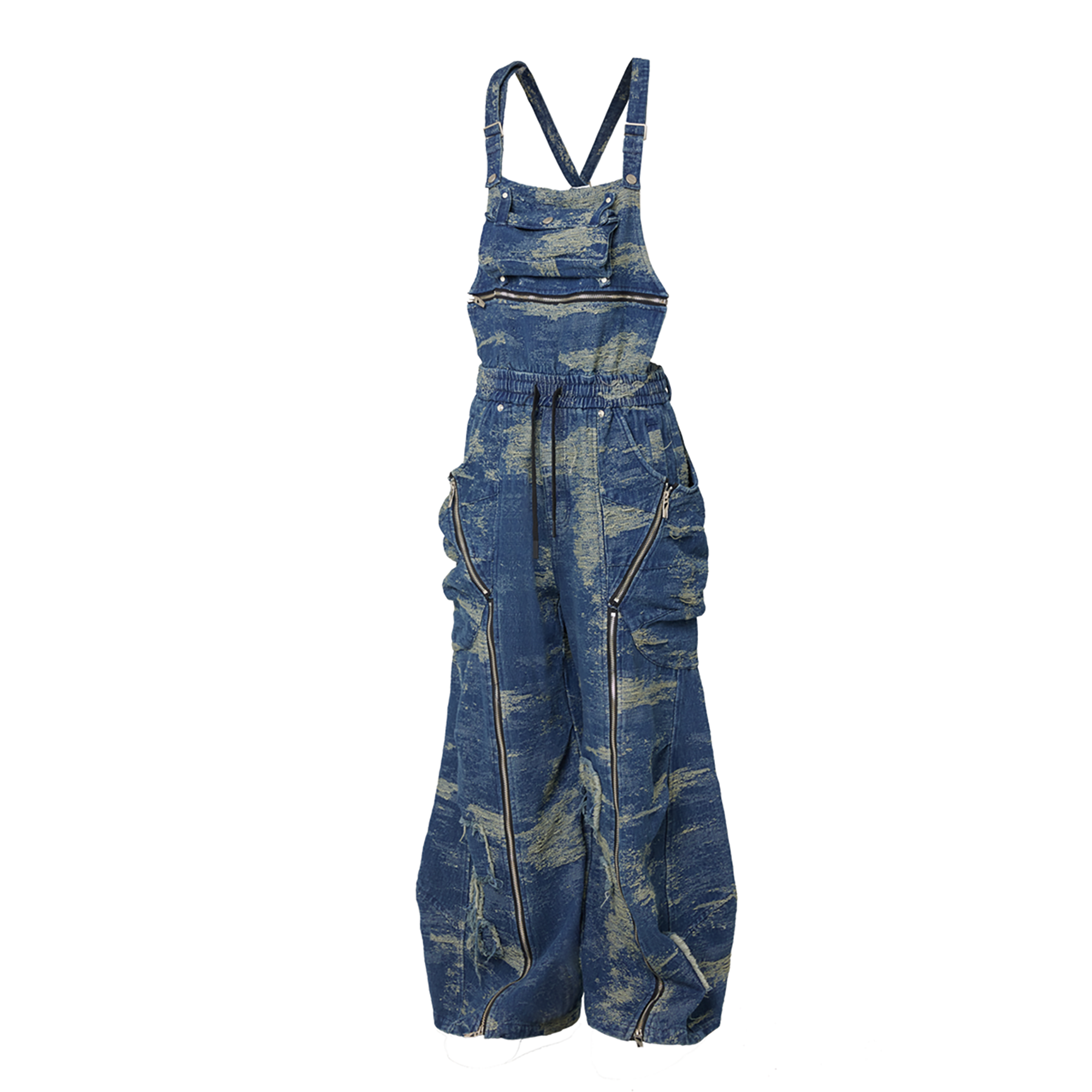 RELABEL Convertible Distressed Denim Overalls