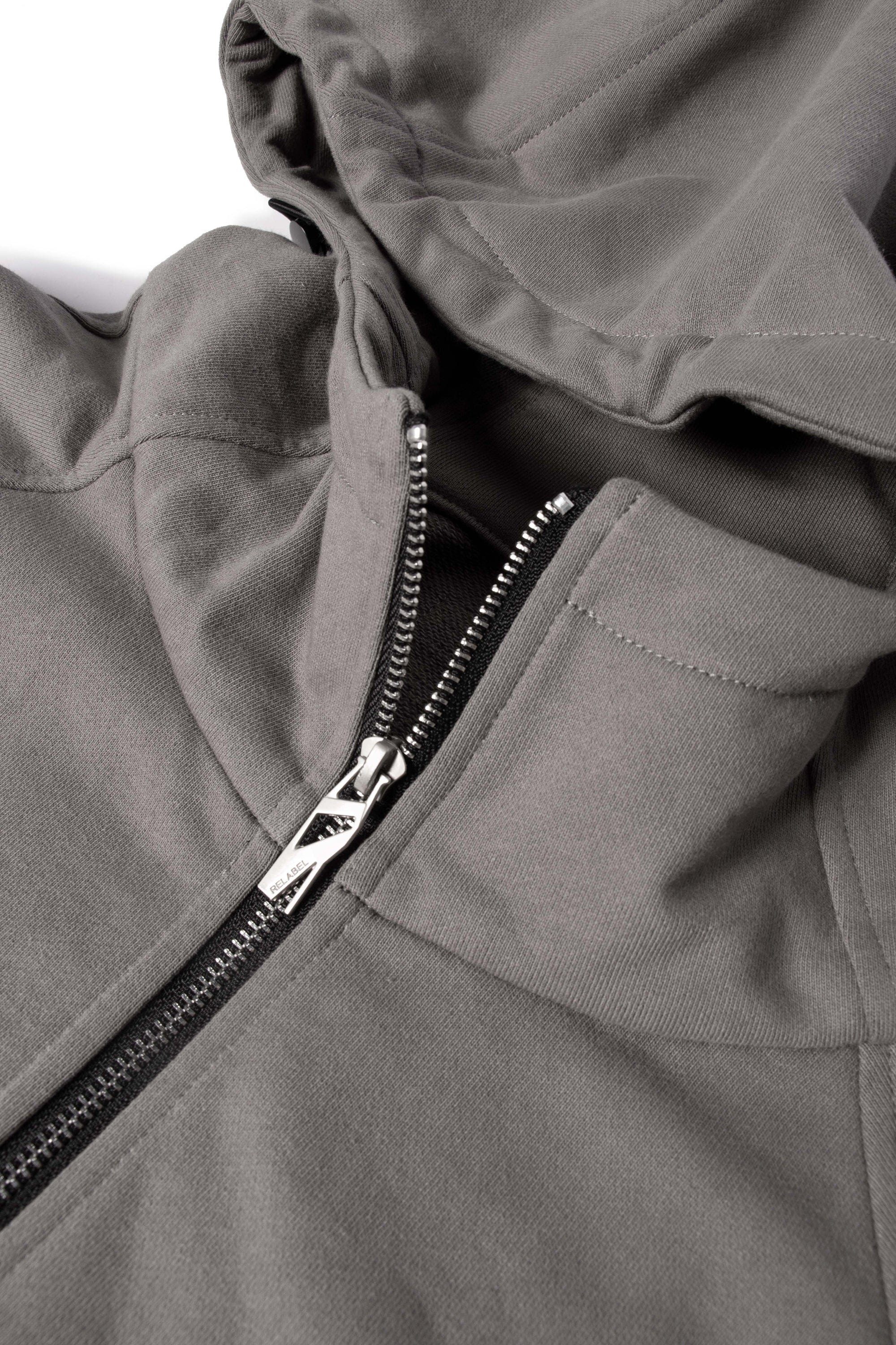 RELABEL Spliced Zipper Pocket Zip-Up Hoodie, premium urban and streetwear designers apparel on PROJECTISR.com, RELABEL