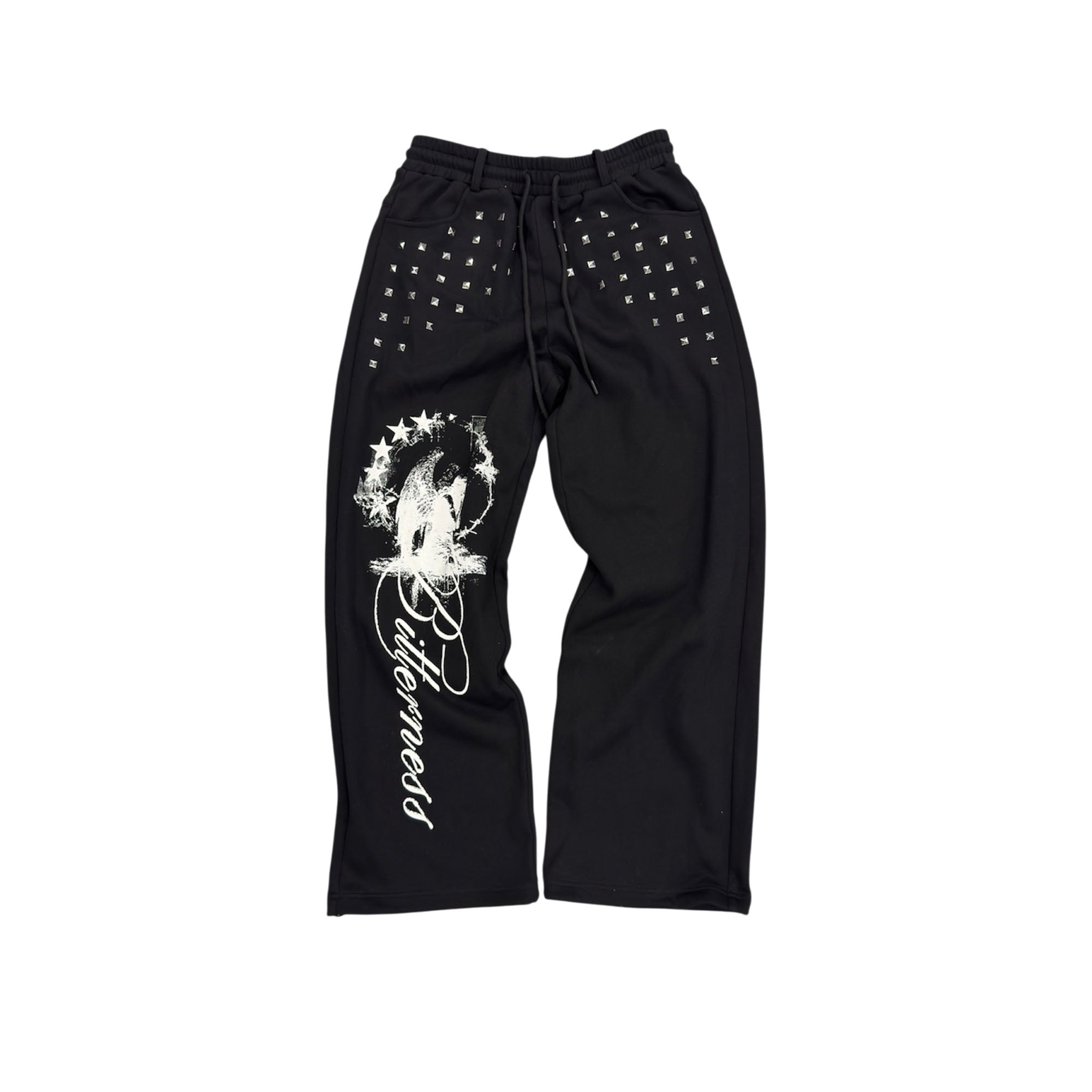 SAXGENWON Studded Graphic Straight-Leg Sweatpants