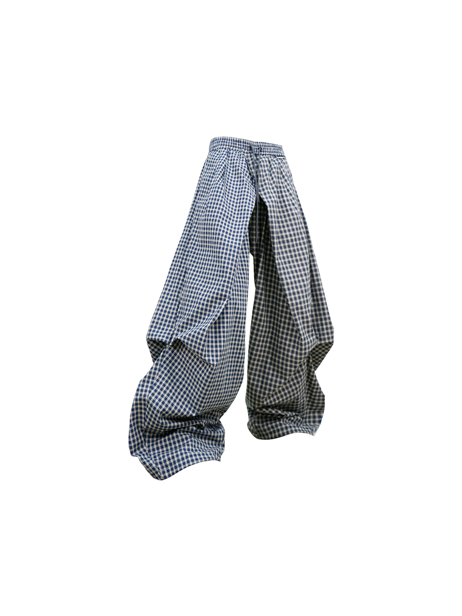 RELABEL Gingham Draped Drawstring Oversized Cargo, premium urban and streetwear designers apparel on PROJECTISR.com, RELABEL
