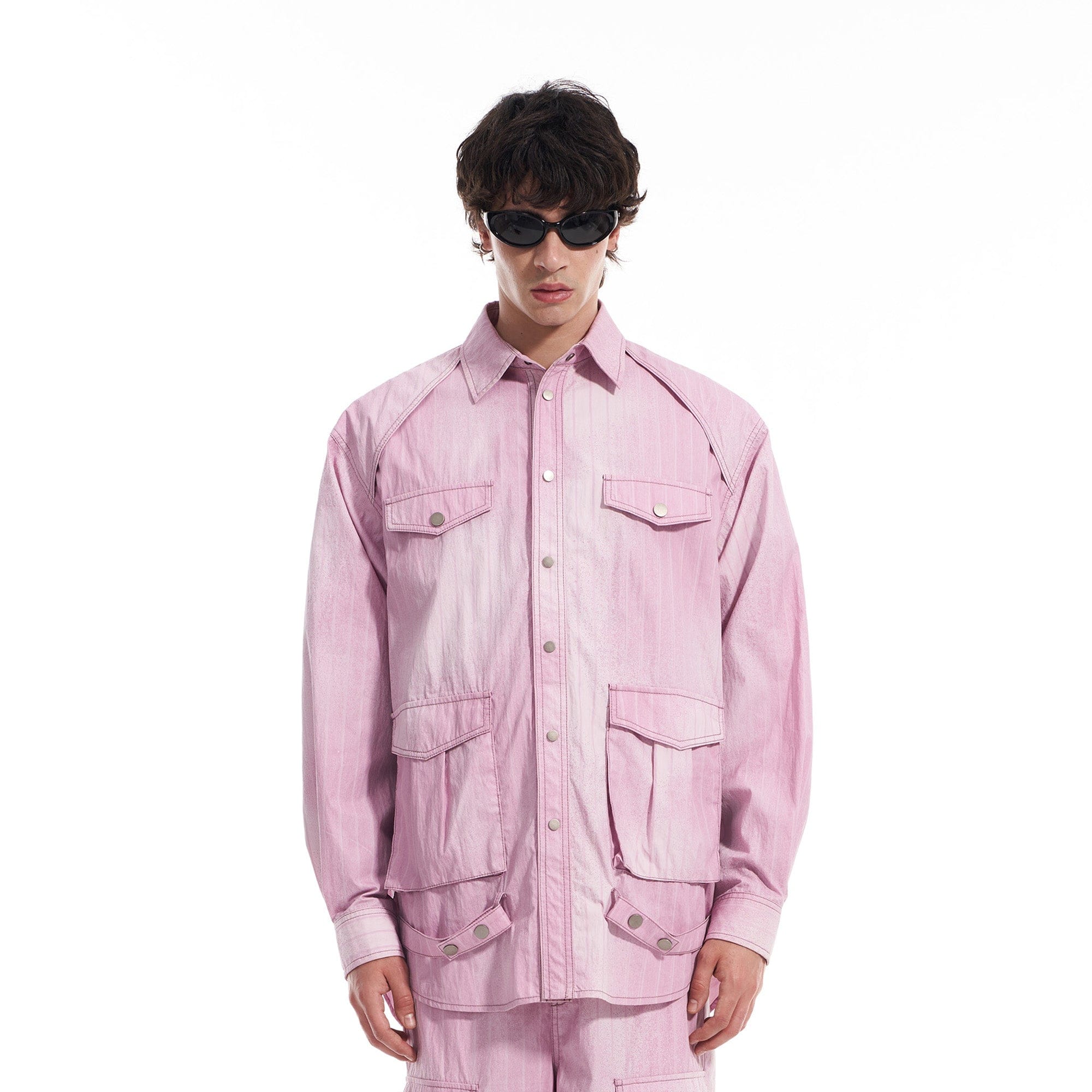 VANN VALRENCE Washed Multi-Pocket Striped Utility Shirt, premium urban and streetwear designers apparel on PROJECTISR.com, VANN VALRENCE