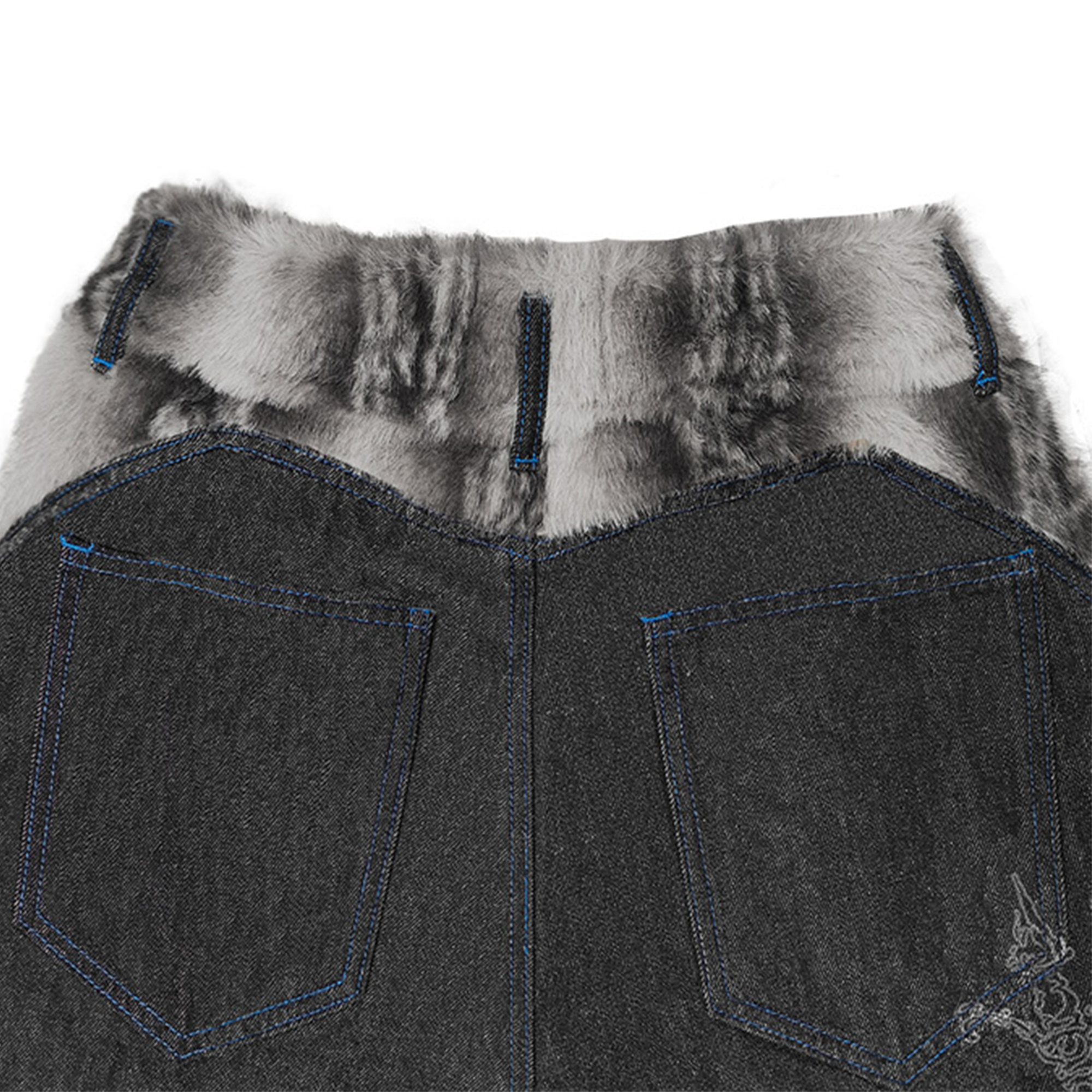 WANNA LAB Laser-Burned Spliced-Waist Jeans