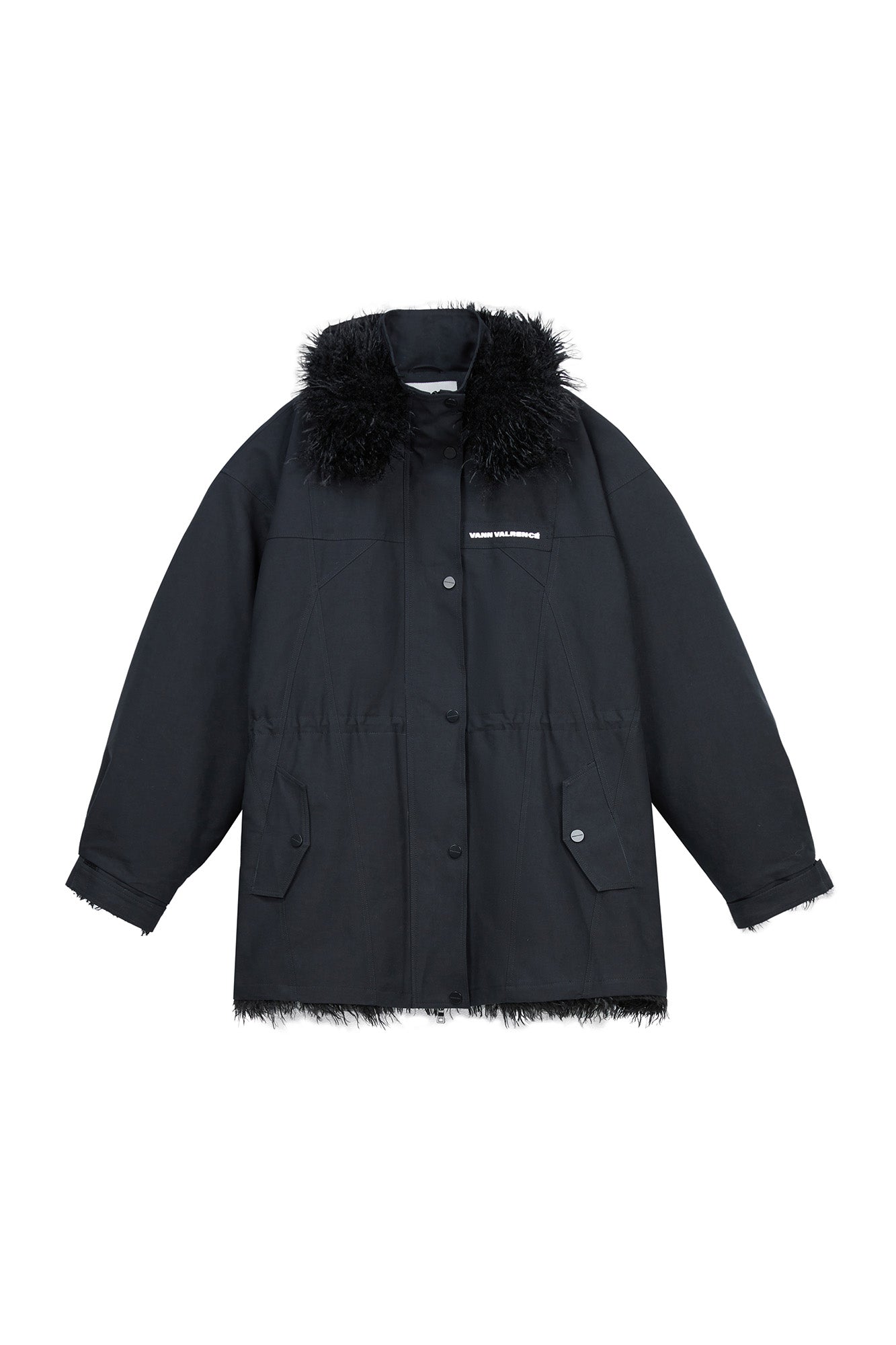 VANN VALRENCE Detachable Hood Faux-Fur Collar Parka