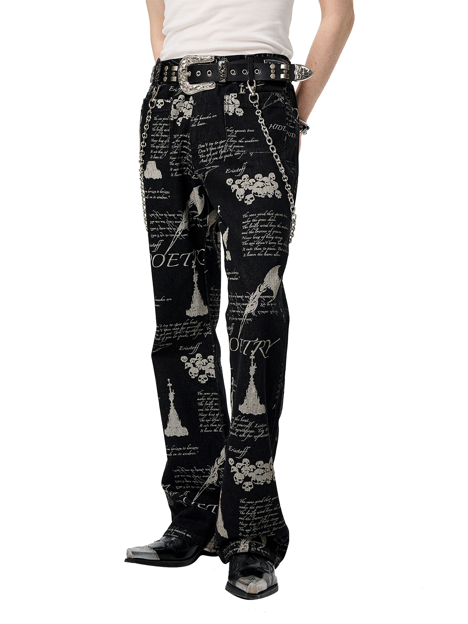 CYCYCY Punk Washed Graffiti Jeans