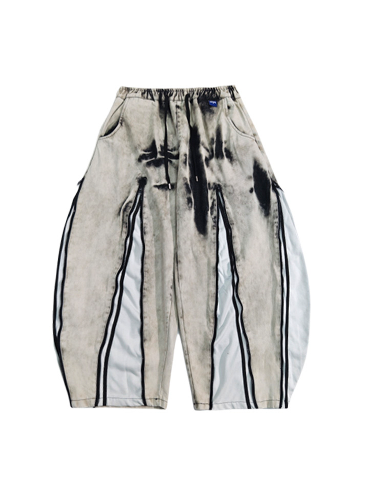 UUCSCC Washed Multi-Zipper Wide-Leg Jeans