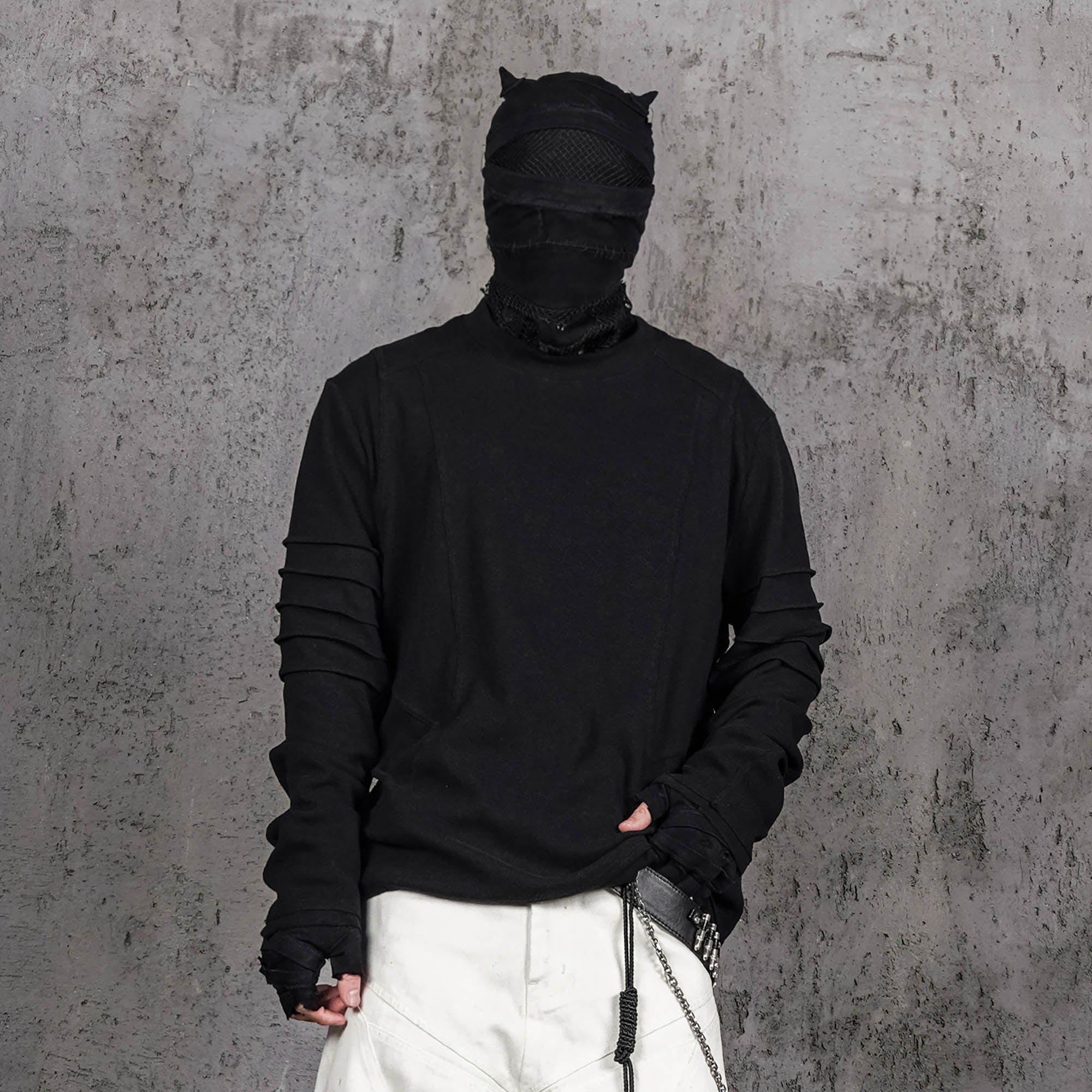UNDERWATER Distressed Deconstructed Light Sweatshirt Black, premium urban and streetwear designers apparel on PROJECTISR.com, UNDERWATER