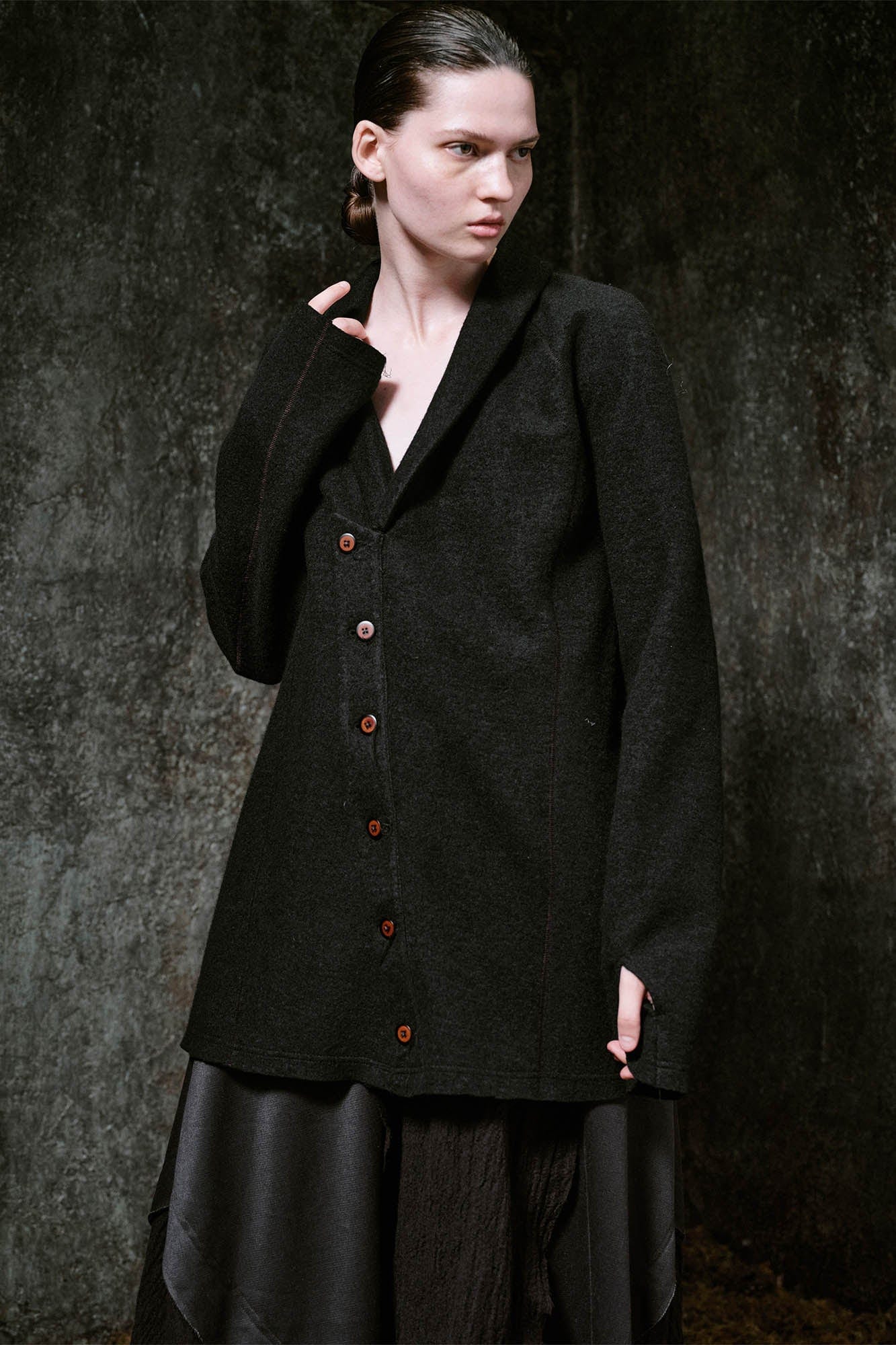 ILNya Nieternite Nifutur Shawl Lapel Asymmetric Front Wool Jacket