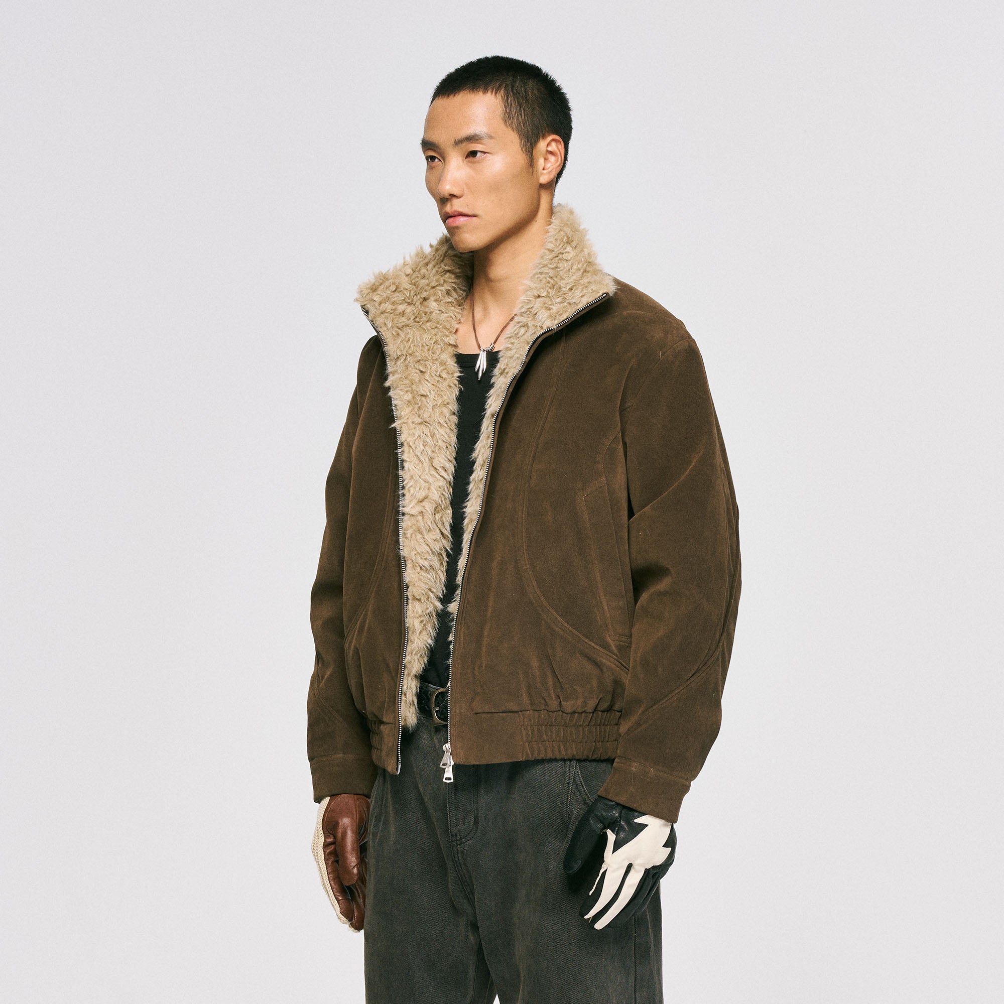 CATSSTAC Curved Panel Suede Jacket, premium urban and streetwear designers apparel on PROJECTISR.com, CATSSTAC