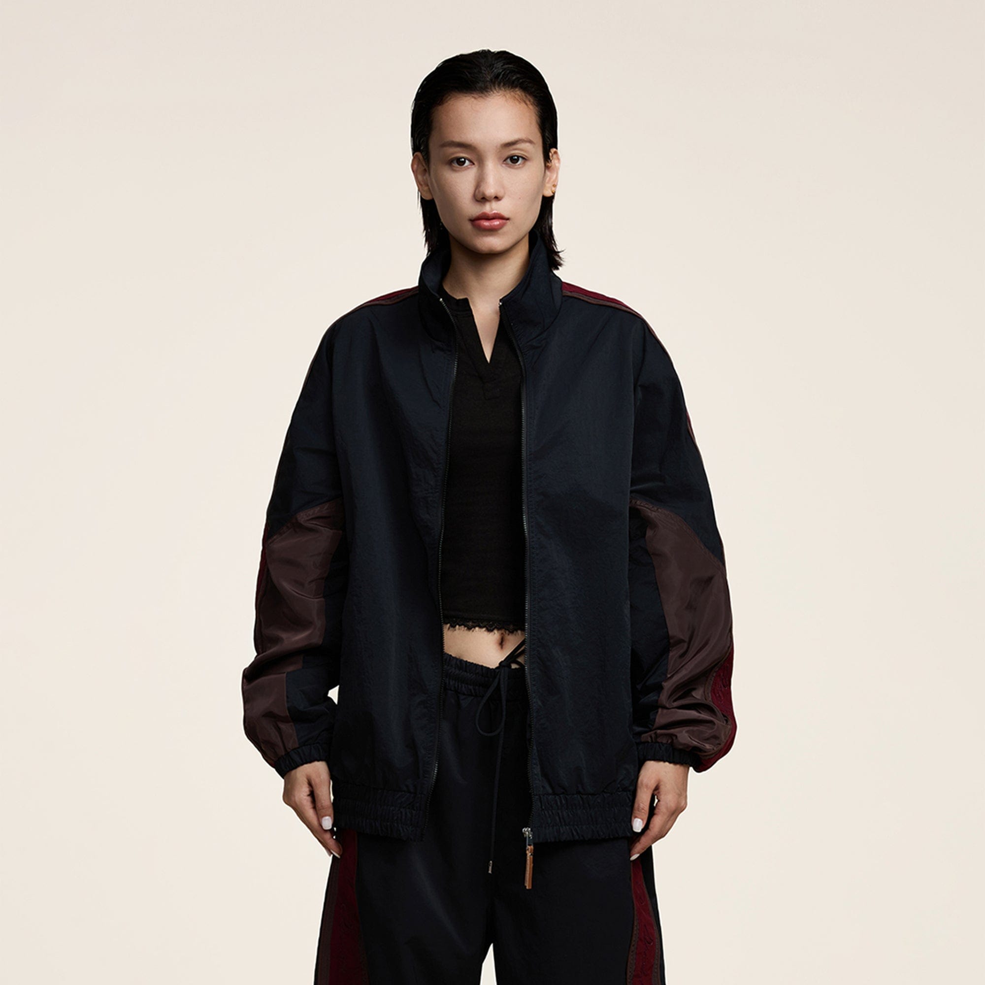 OPICLOTH Classic Color Block Stand Collar Jacket, premium urban and streetwear designers apparel on PROJECTISR.com, OPICLOTH