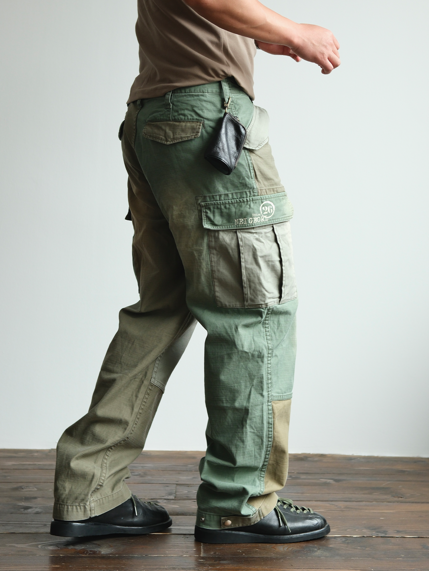 NEIGBORL Retro Washed Paneled Multi-Pocket Cargo Pants