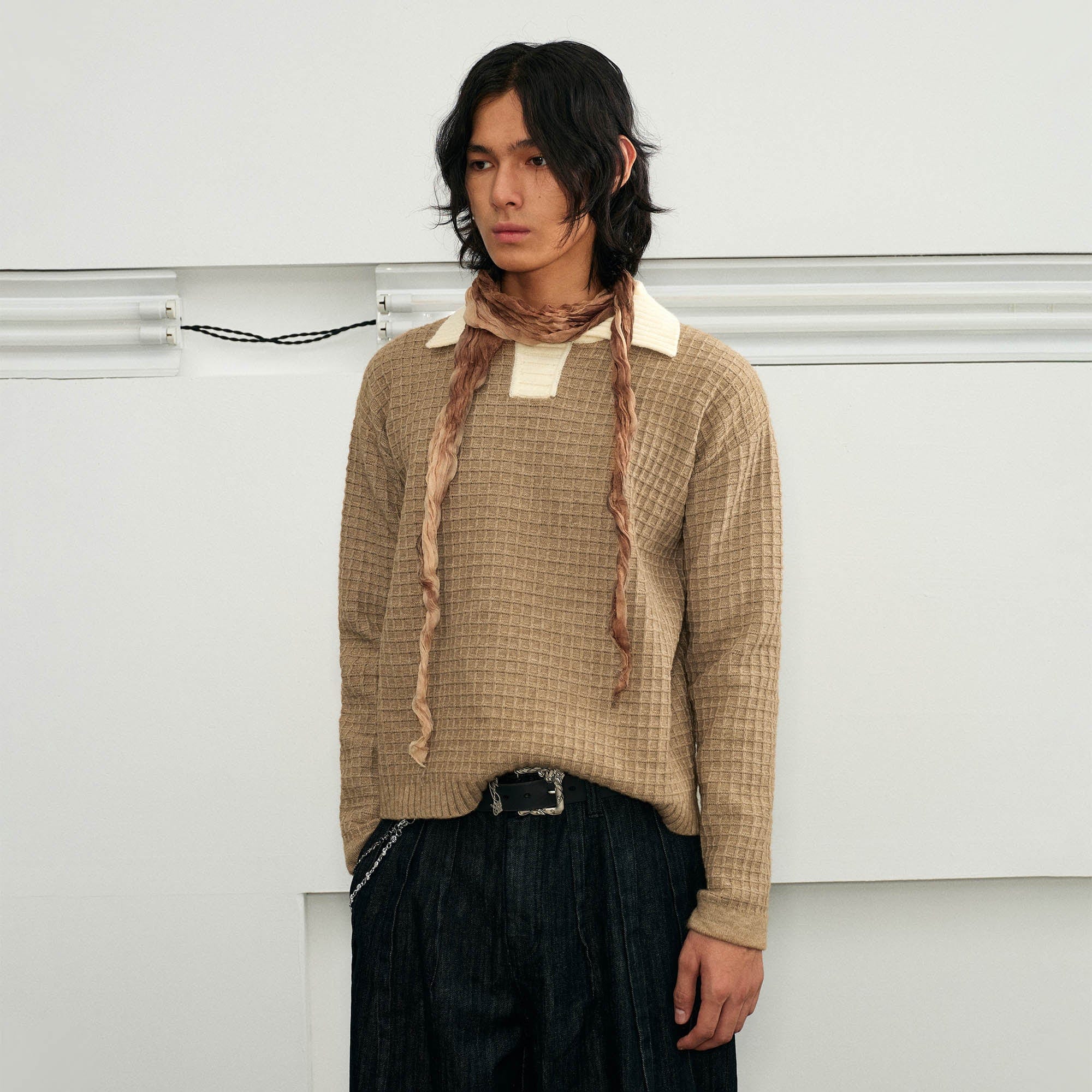 KREATE Waffle Knit Polo Sweater, premium urban and streetwear designers apparel on PROJECTISR.com, KREATE