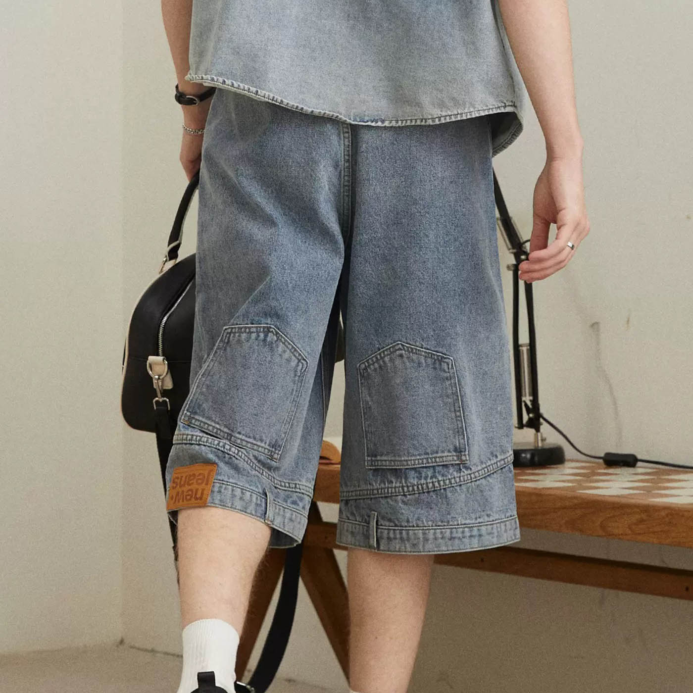 KREATE Inverted Denim Shorts, premium urban and streetwear designers apparel on PROJECTISR.com, KREATE