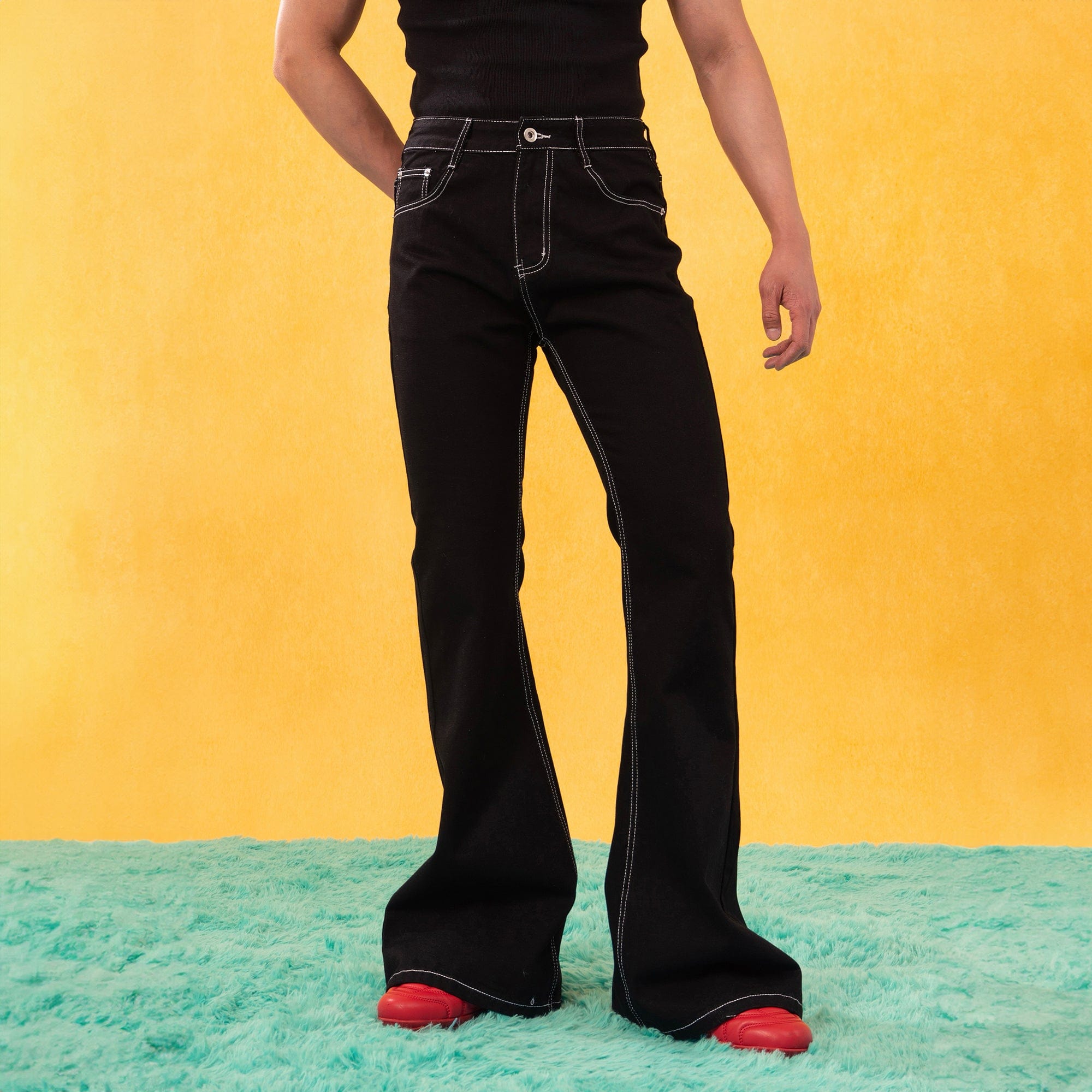 CLP Retro Stitch Ribbon Flared Jeans, premium urban and streetwear designers apparel on PROJECTISR.com, CLP