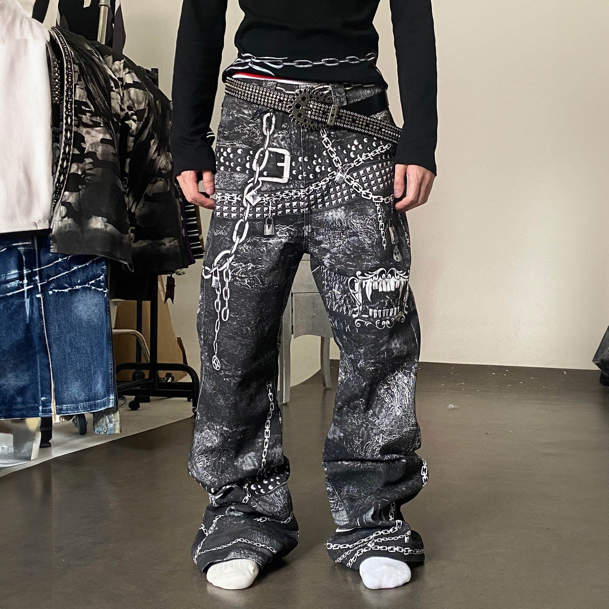 DND4DES Chains Straight-Leg Pants, premium urban and streetwear designers apparel on PROJECTISR.com, DND4DES