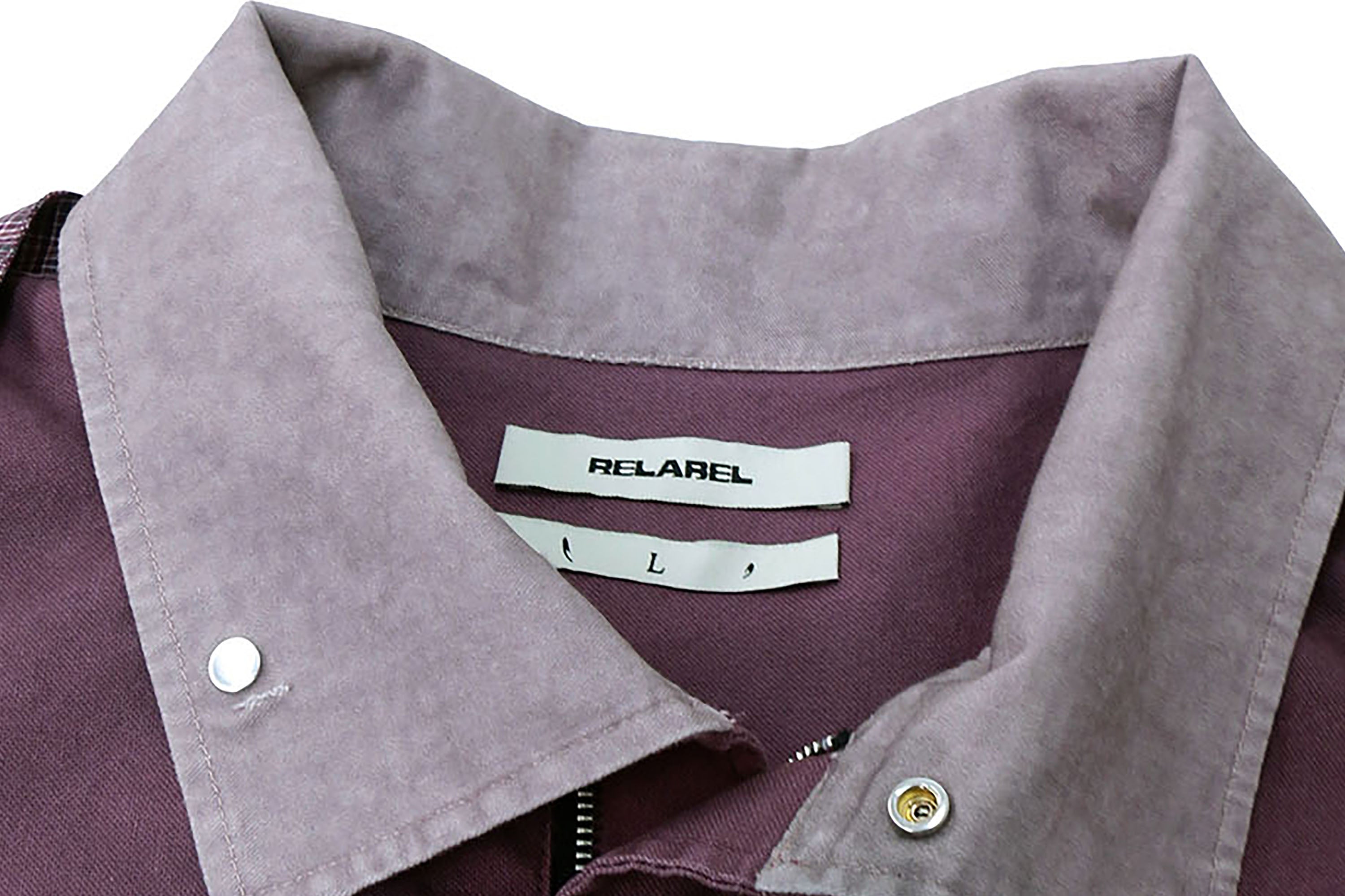 RELABEL Distressed Plaid Hood Oversized Jacket Purple, premium urban and streetwear designers apparel on PROJECTISR.com, RELABEL