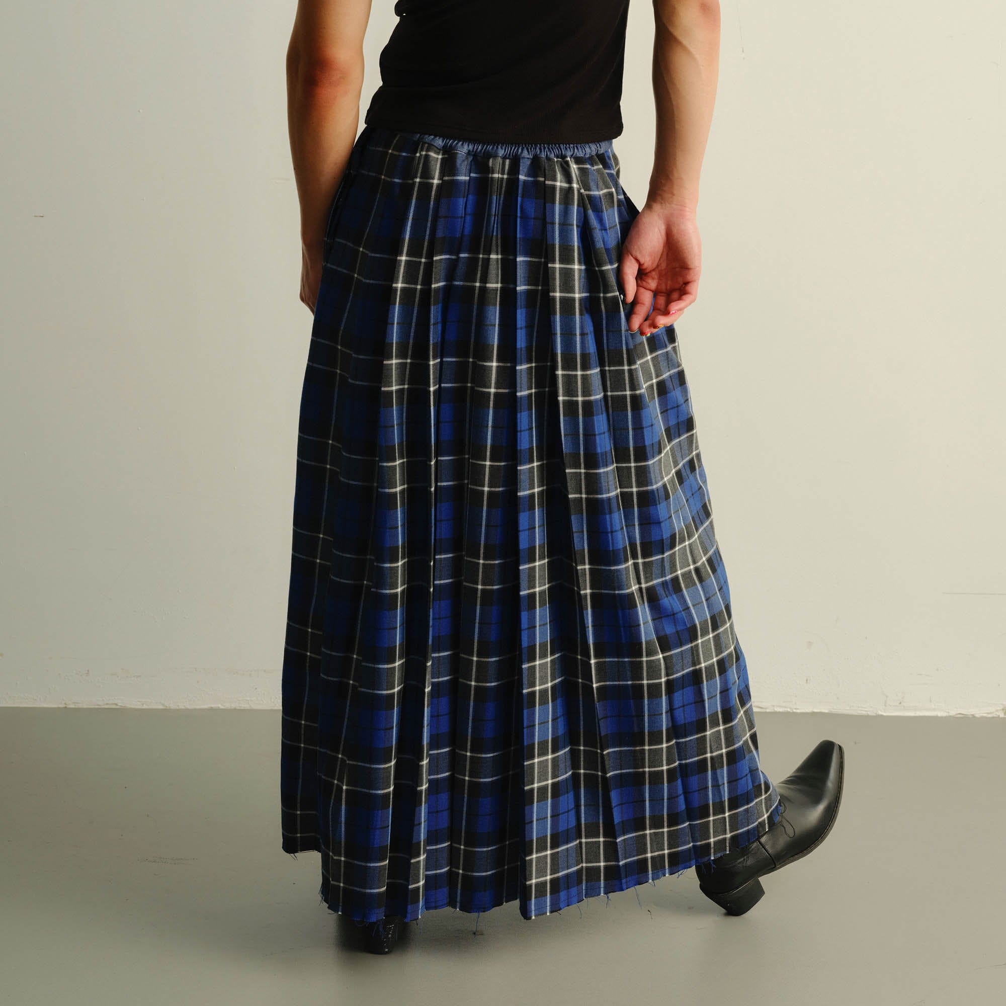 KADAKADA Paneled Reversible Plaid Raw-Edge Maxi Skirt, premium urban and streetwear designers apparel on PROJECTISR.com, KADAKADA