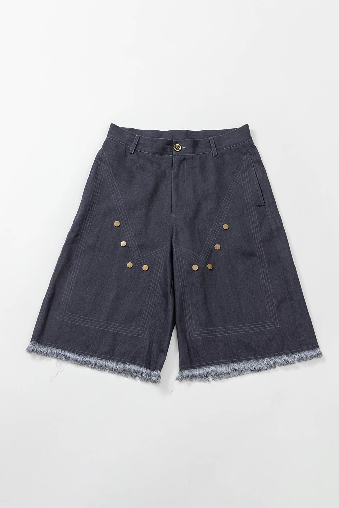 KADAKADA Rivet Raw Edge Shorts, premium urban and streetwear designers apparel on PROJECTISR.com, KADAKADA