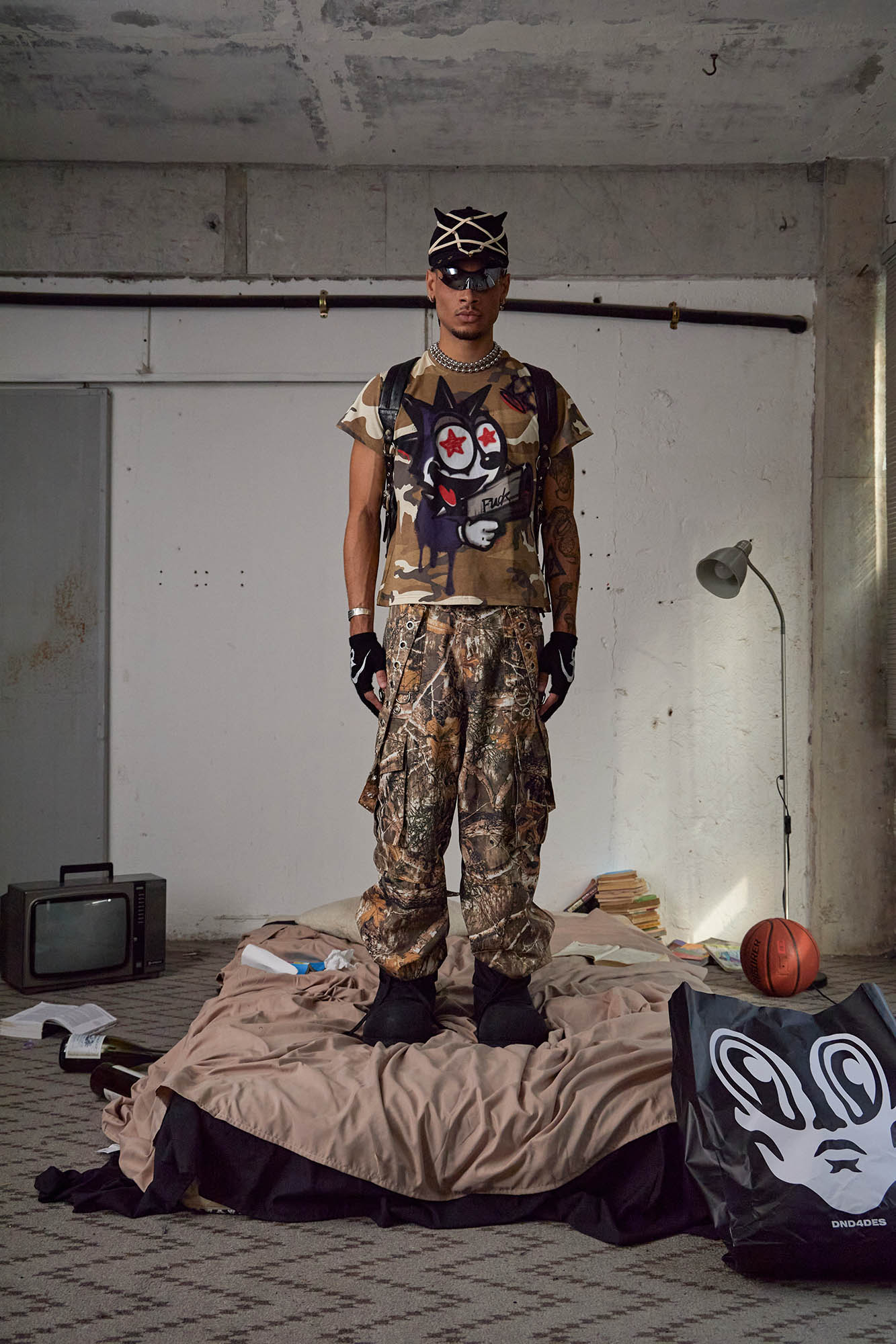 DND4DES Felix Camo Graffiti T-Shirt, premium urban and streetwear designers apparel on PROJECTISR.com, DND4DES