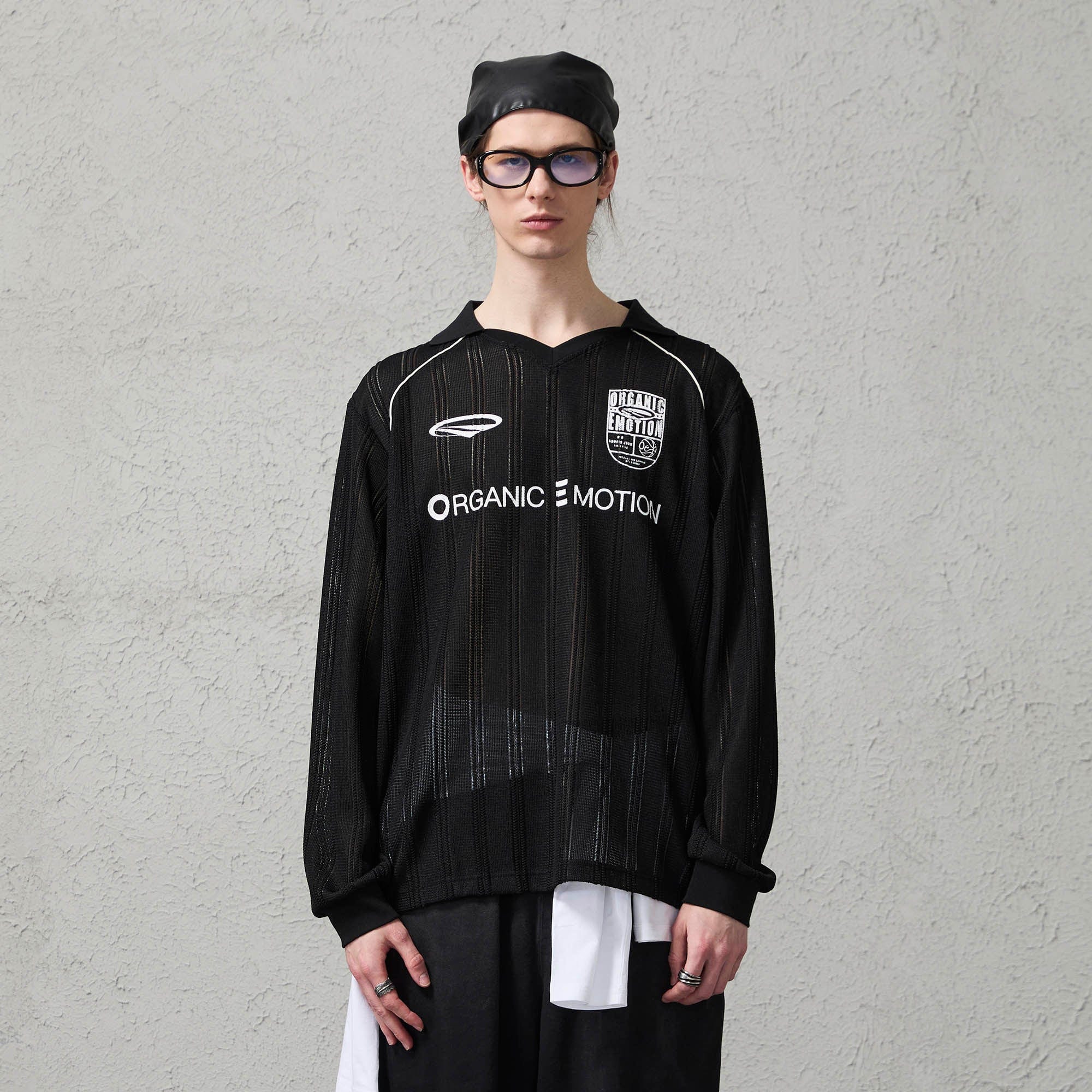 ORGANIC EMOTION Retro Sheer Striped Knit Raglan Jersey, premium urban and streetwear designers apparel on PROJECTISR.com, ORGANIC EMOTION