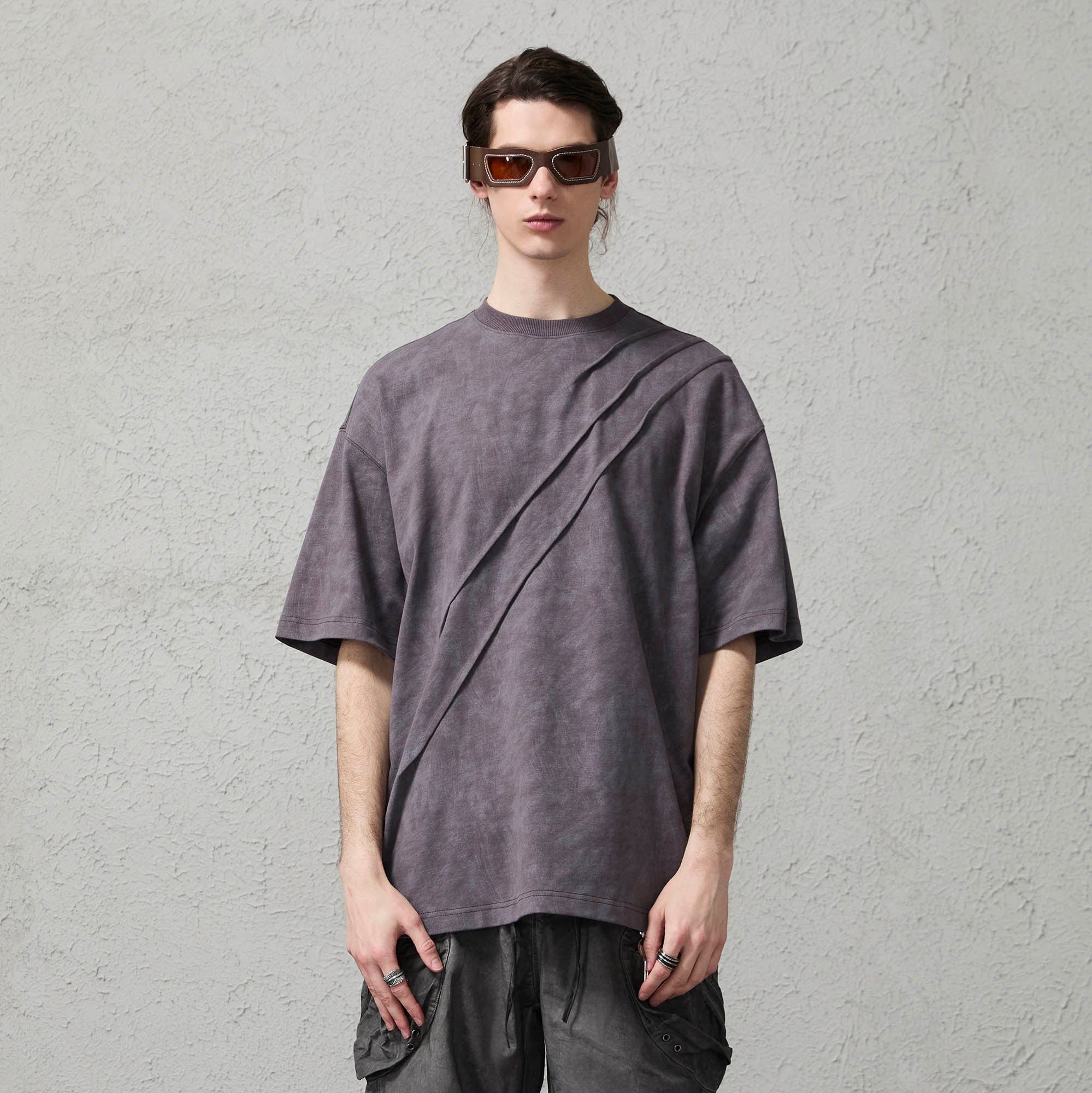 ORGANIC EMOTION Scratch Spliced Washed T-Shirt, premium urban and streetwear designers apparel on PROJECTISR.com, ORGANIC EMOTION