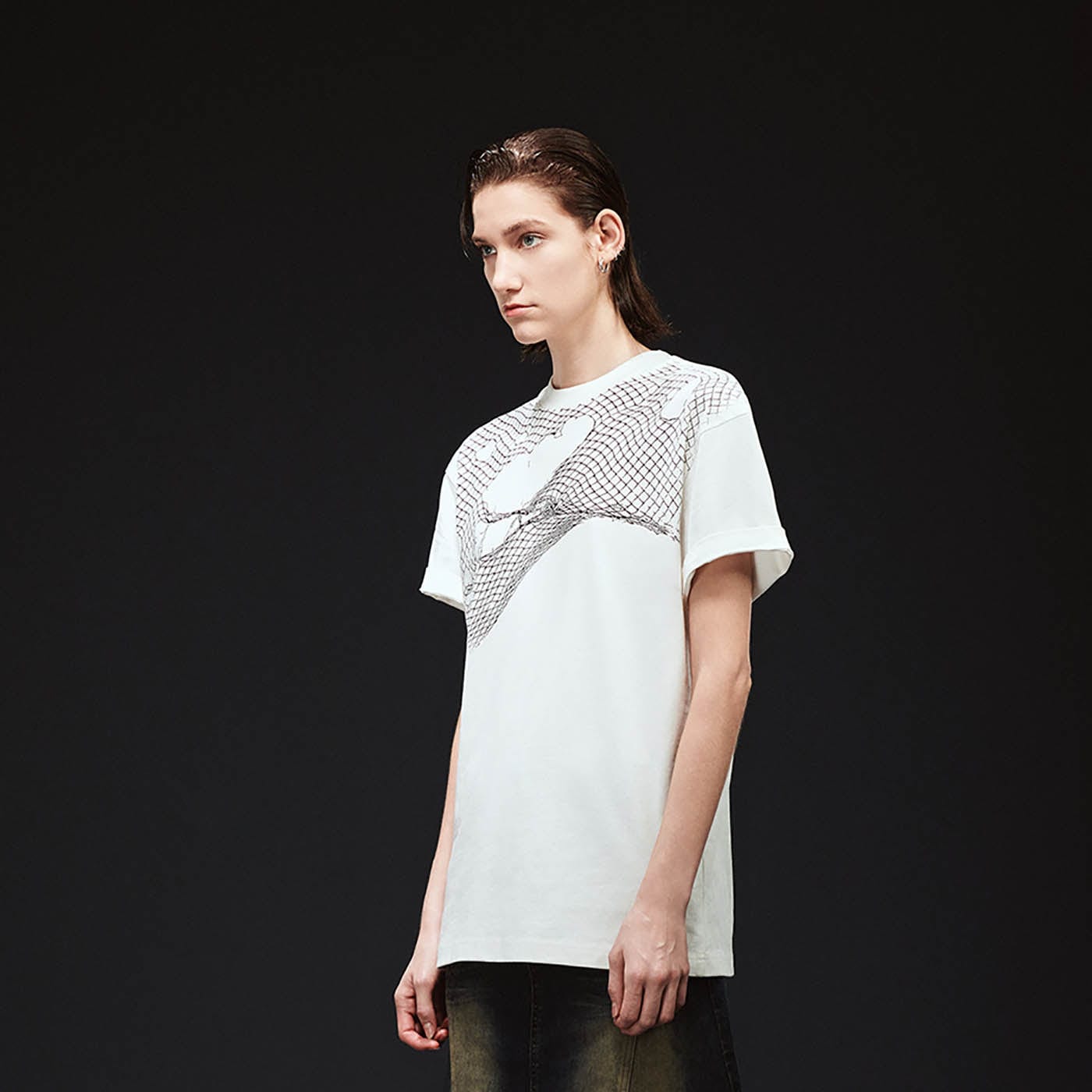 ARTIFICIAL WORLD Broken Mesh Graphic T-Shirt, premium urban and streetwear designers apparel on PROJECTISR.com, ARTIFICIAL WORLD