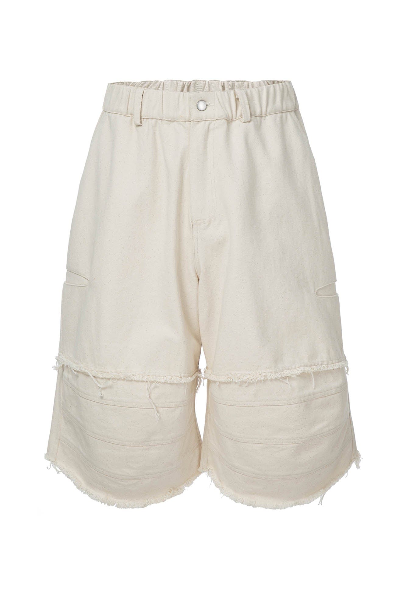 F2CE Layered Spliced Frayed-Edge Shorts, premium urban and streetwear designers apparel on PROJECTISR.com, F2CE