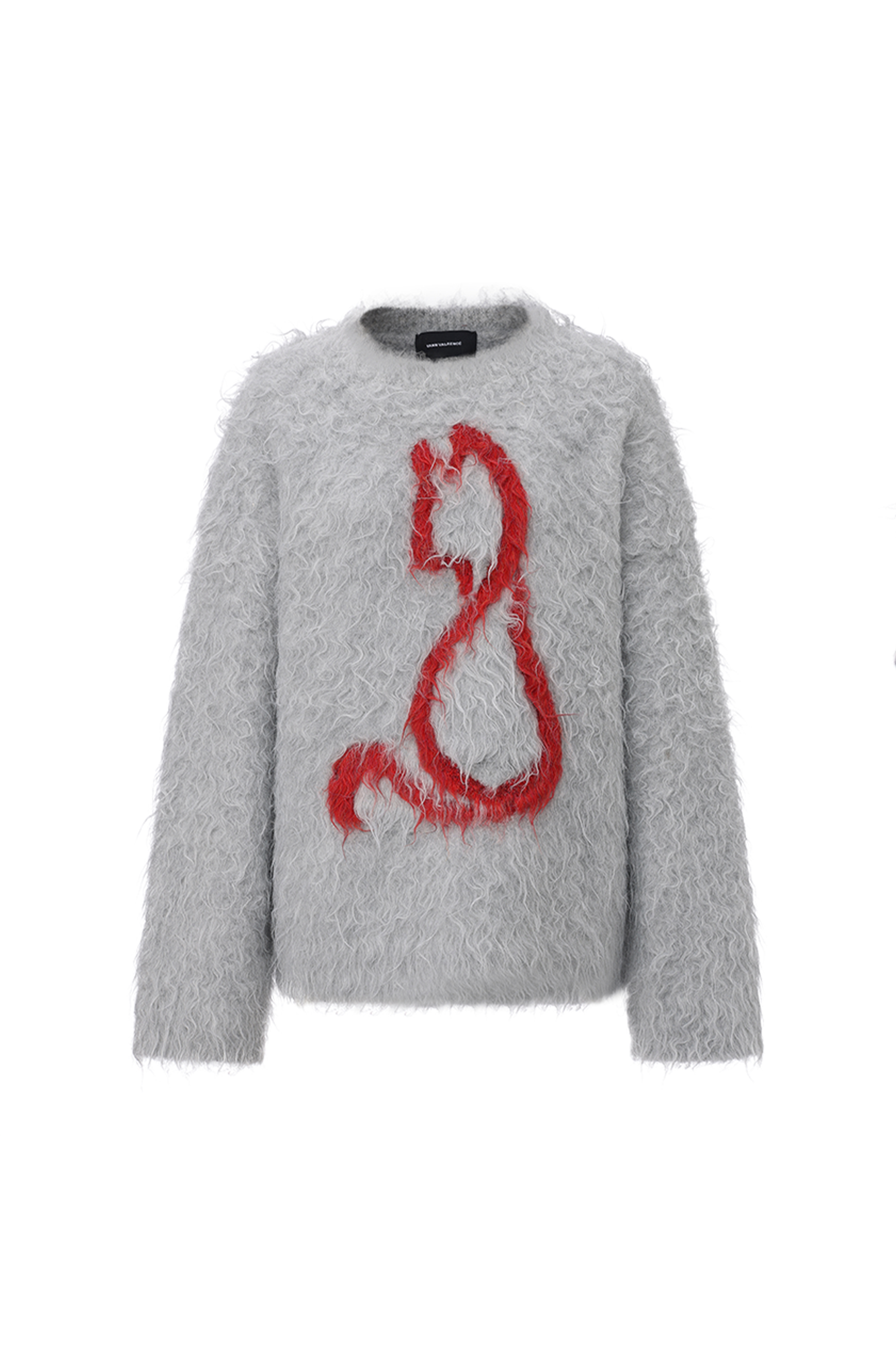 VANN VALRENCE Fuzzy Cat Intarsia Mohair Sweater