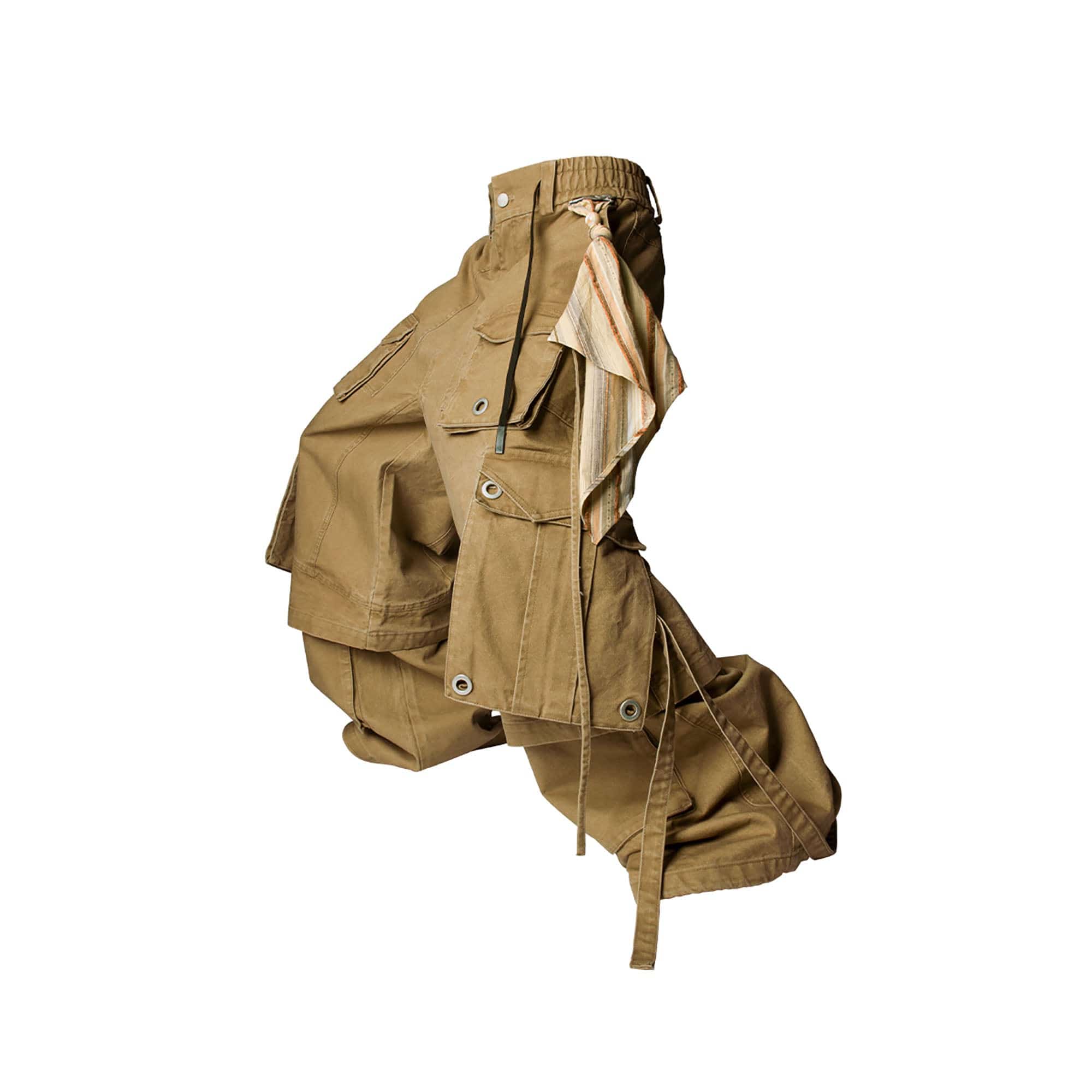 RELABEL Multi-Pocket Detachable Scarf Distressed Cargo Brown, premium urban and streetwear designers apparel on PROJECTISR.com, RELABEL