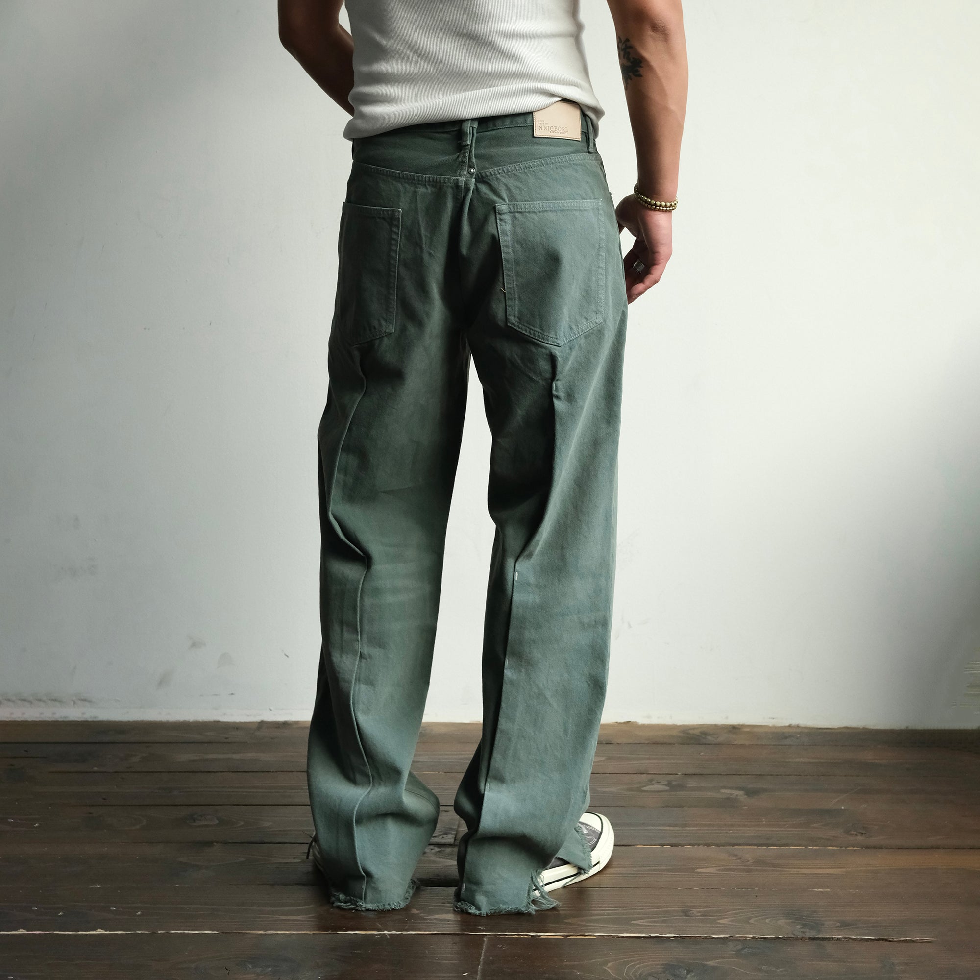 NEIGBORL Distressed Whisker Straight-Leg Jeans, premium urban and streetwear designers apparel on PROJECTISR.com, NEIGBORL