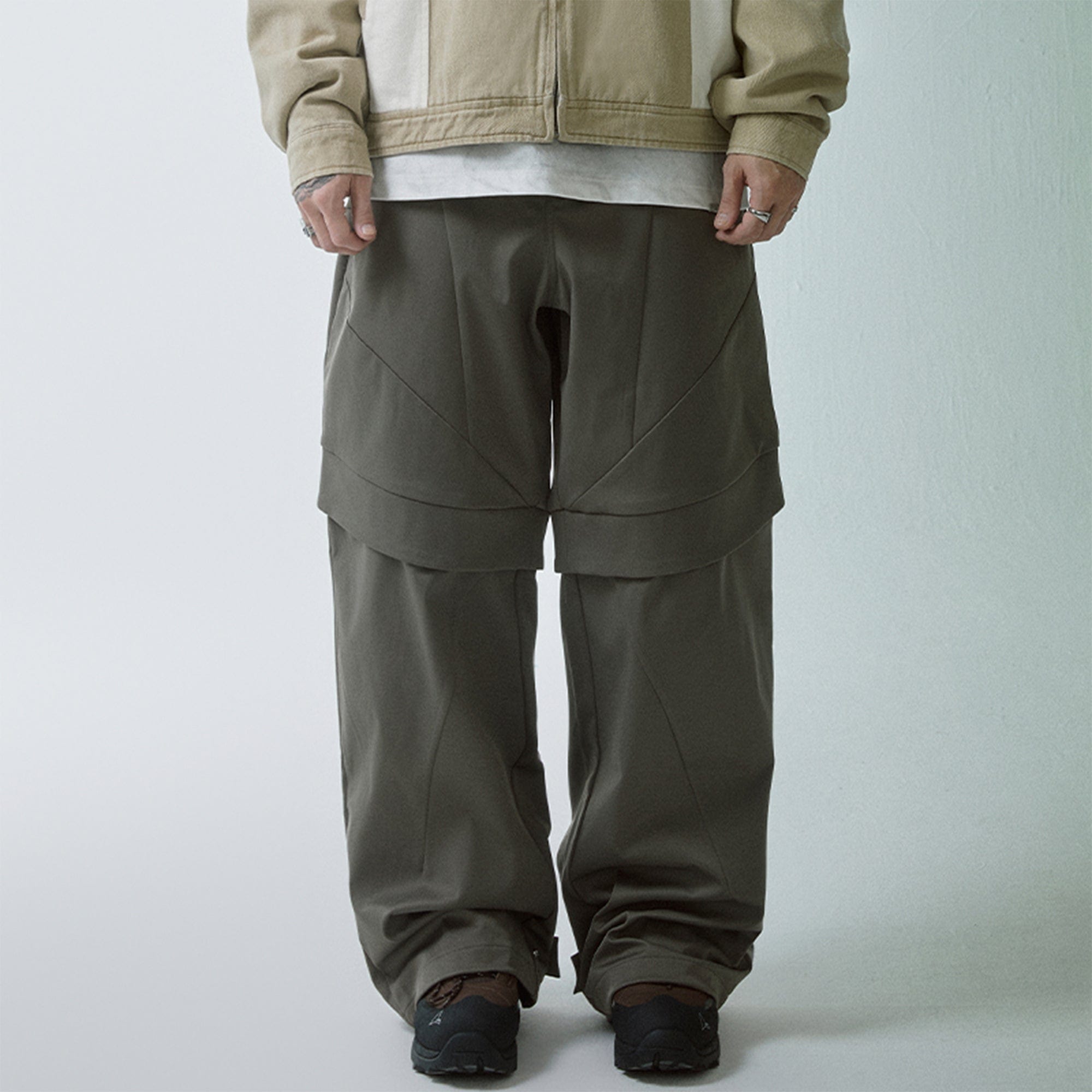 F2CE Modern Deconstructed Double-Knee Rivet Pants, premium urban and streetwear designers apparel on PROJECTISR.com, F2CE