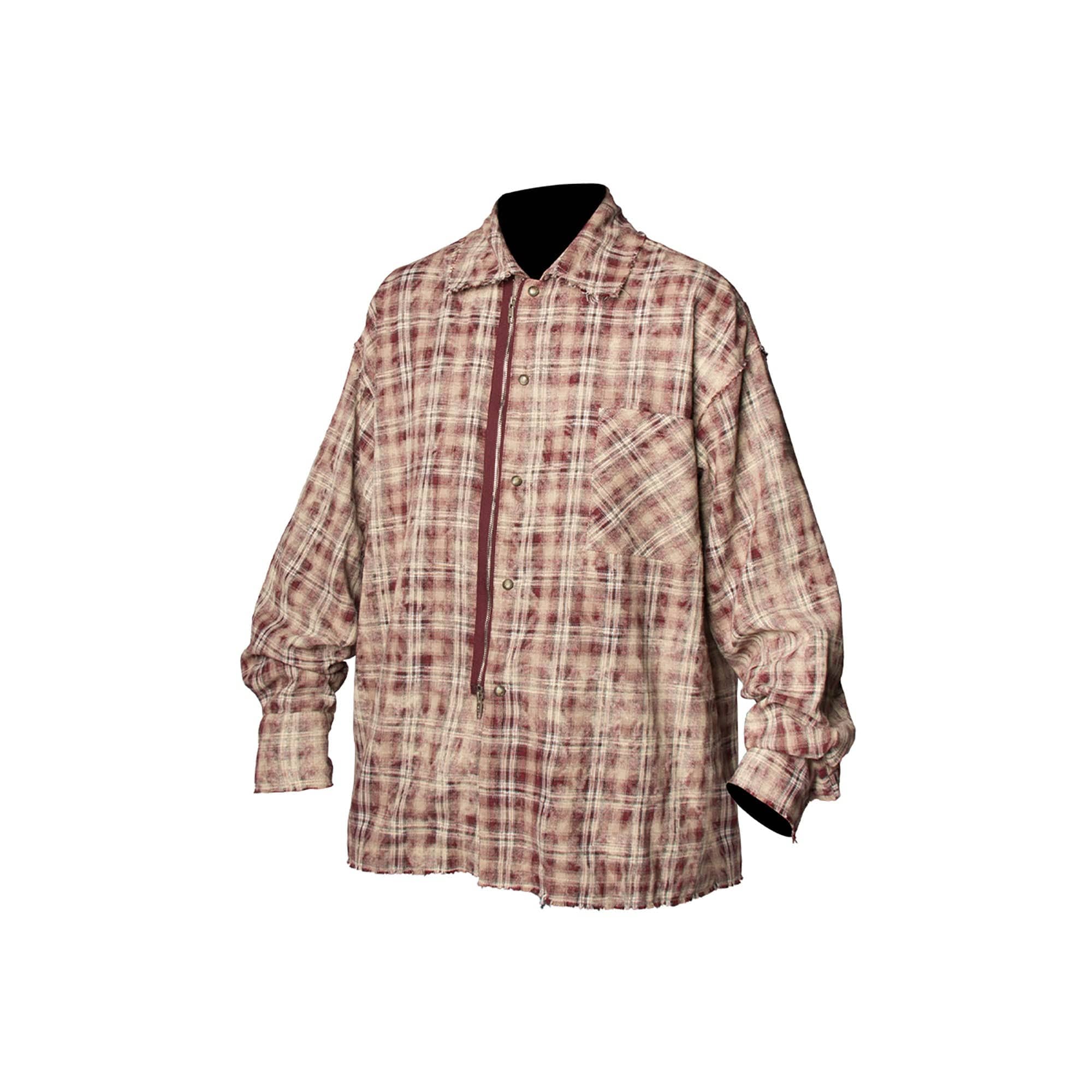 RELABEL Tie-dye Plaid Dual Closure Frayed Shirt, premium urban and streetwear designers apparel on PROJECTISR.com, RELABEL