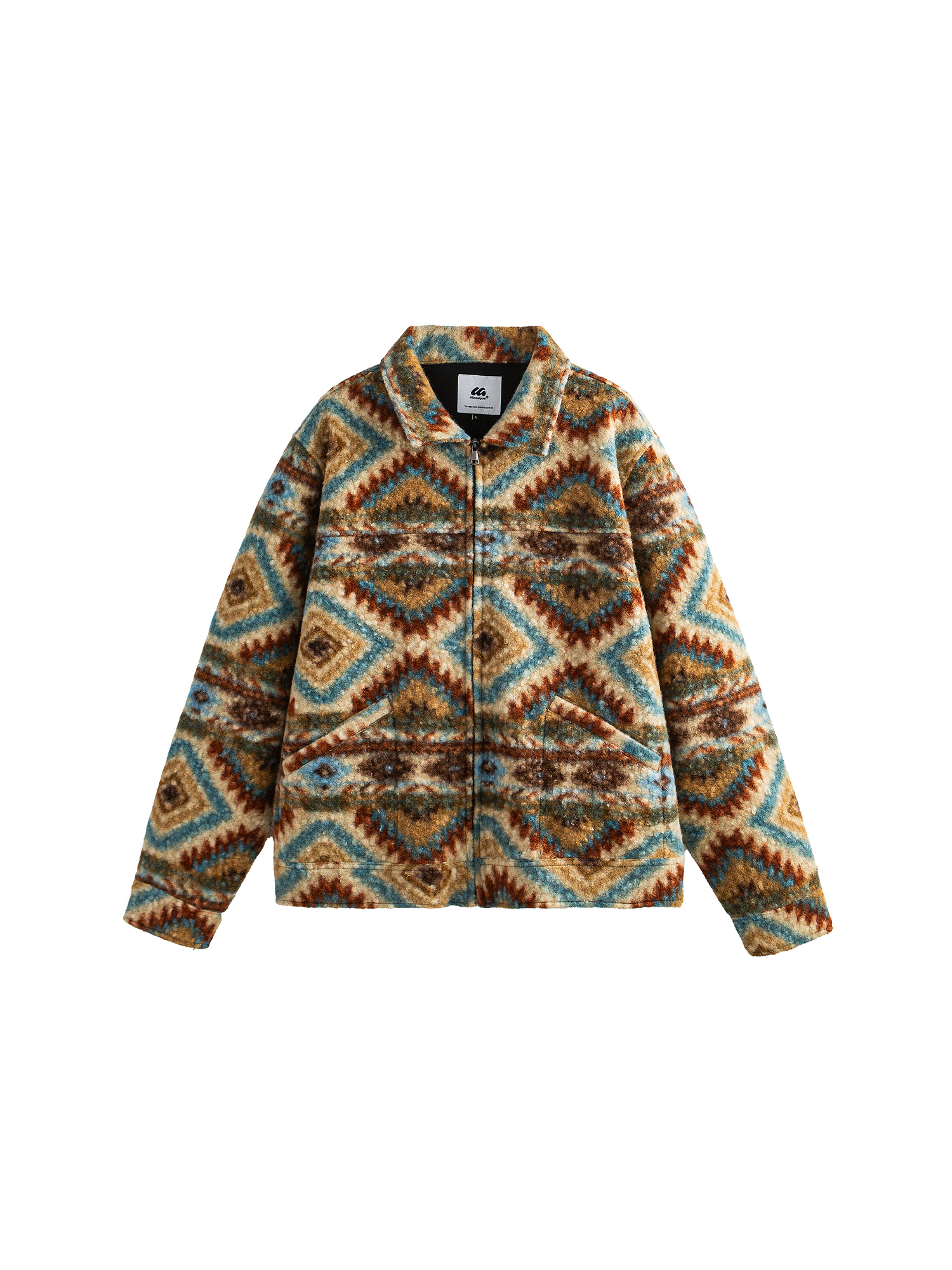 ME DA IGUAL Retro Tribal Jacquard Fleece Jacket