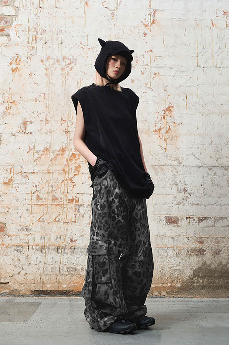 RELABEL Leopard Multi-Pocket Ribbon Cargo Pants, premium urban and streetwear designers apparel on PROJECTISR.com, RELABEL