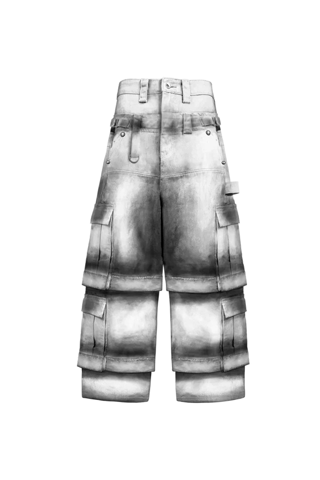 TECNINEGROUP Washed Detachable Reflective Firefighter Cargo Pants White